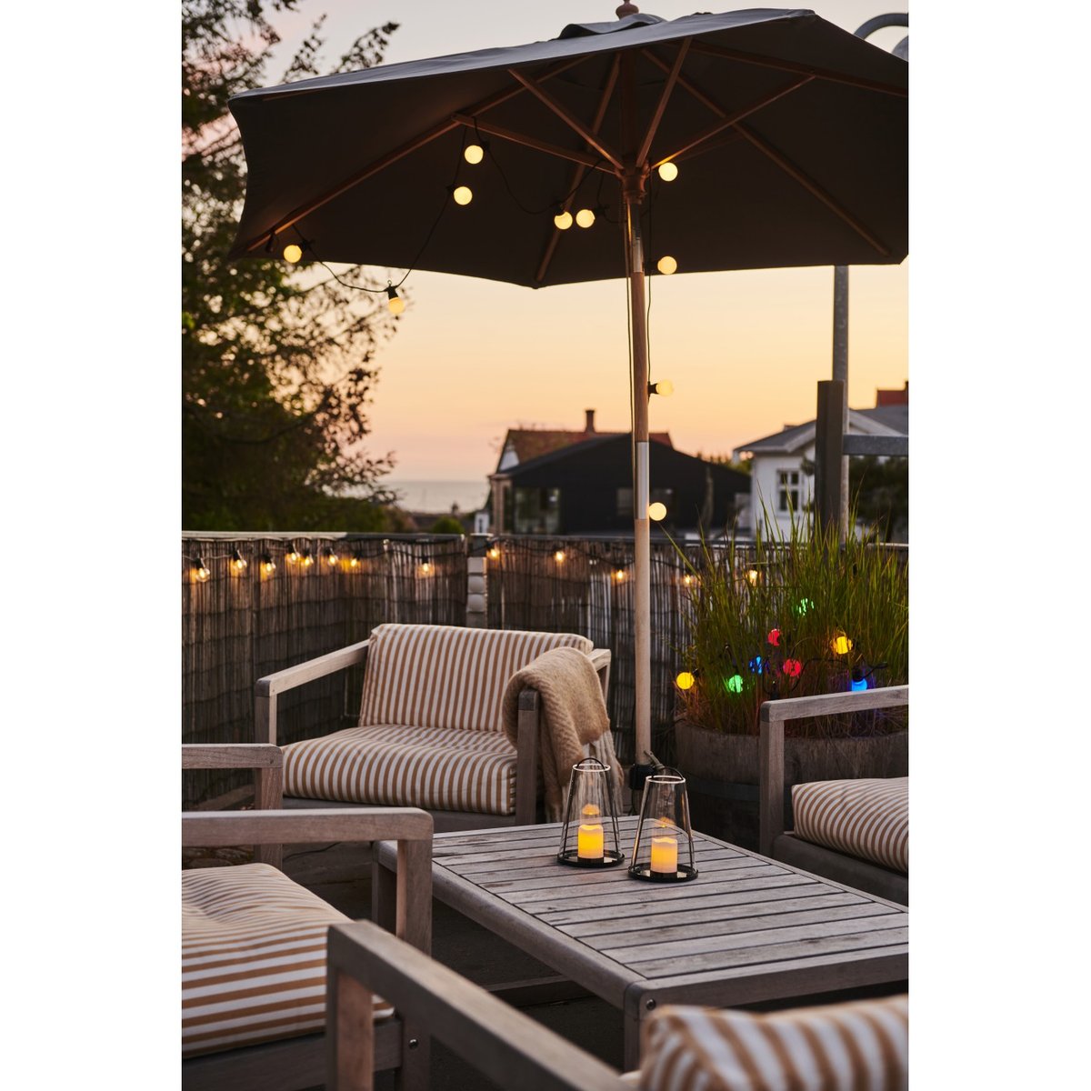 Guirlande d'Exterieur LED Transparente Tobias 400cm noire, ampoules transparentes, SIRIUS