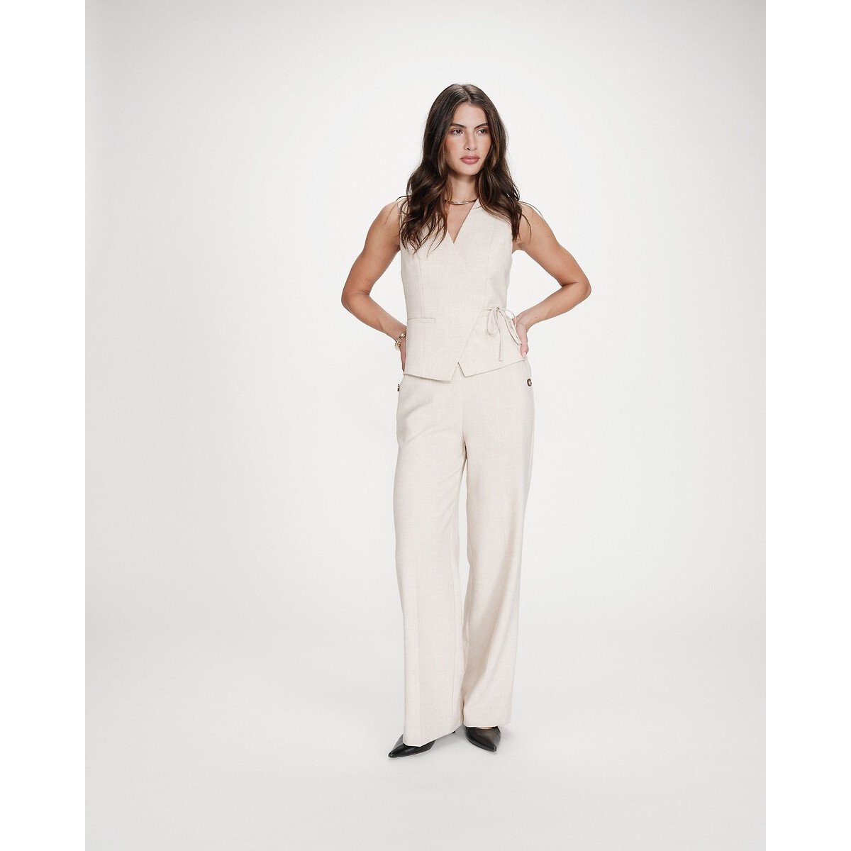 Gilet de tailleur croisé VILMONT beige, GRACE & MILA