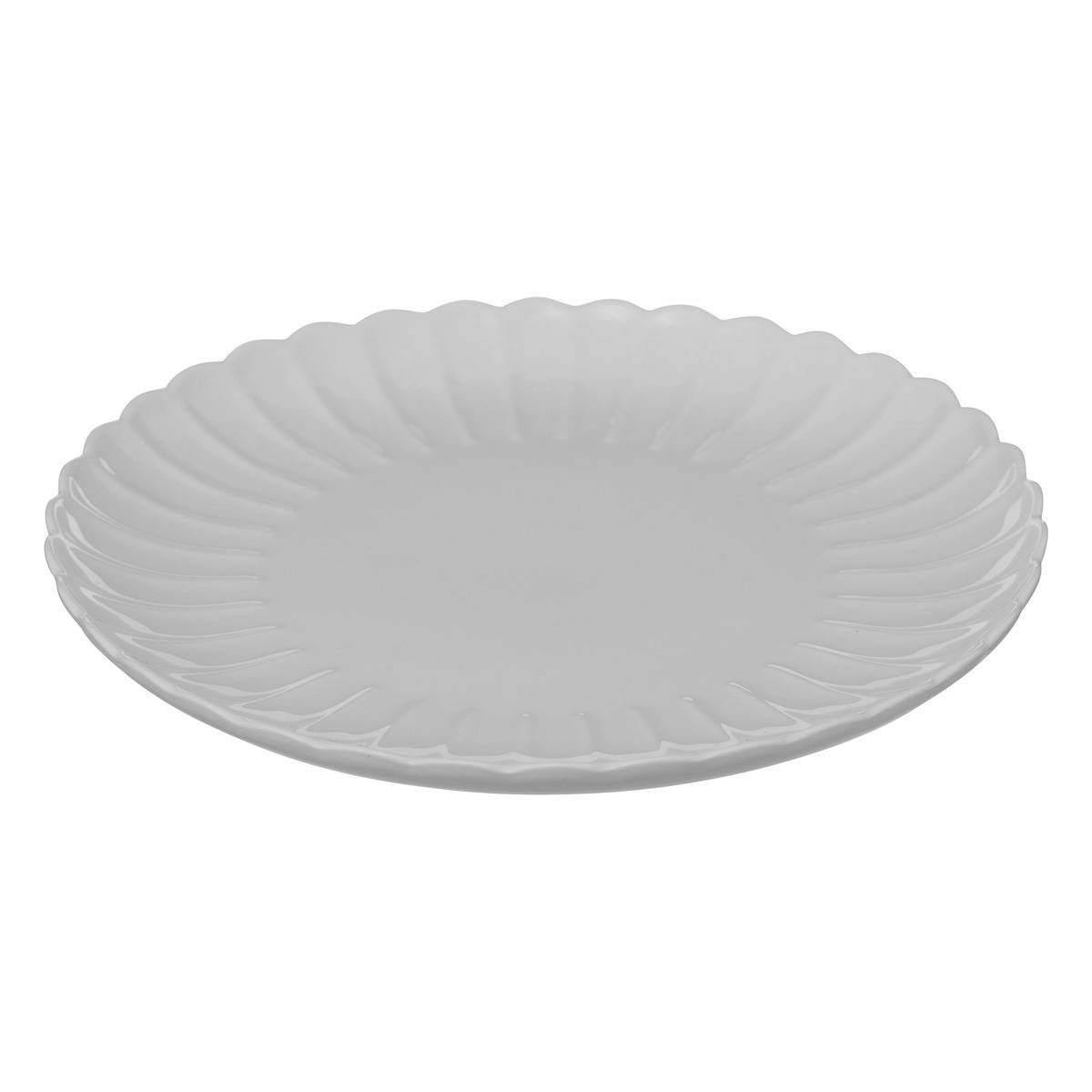 Lot de 6 assiettes plates en porcelaine ROMY blanc, SECRET DE GOURMET