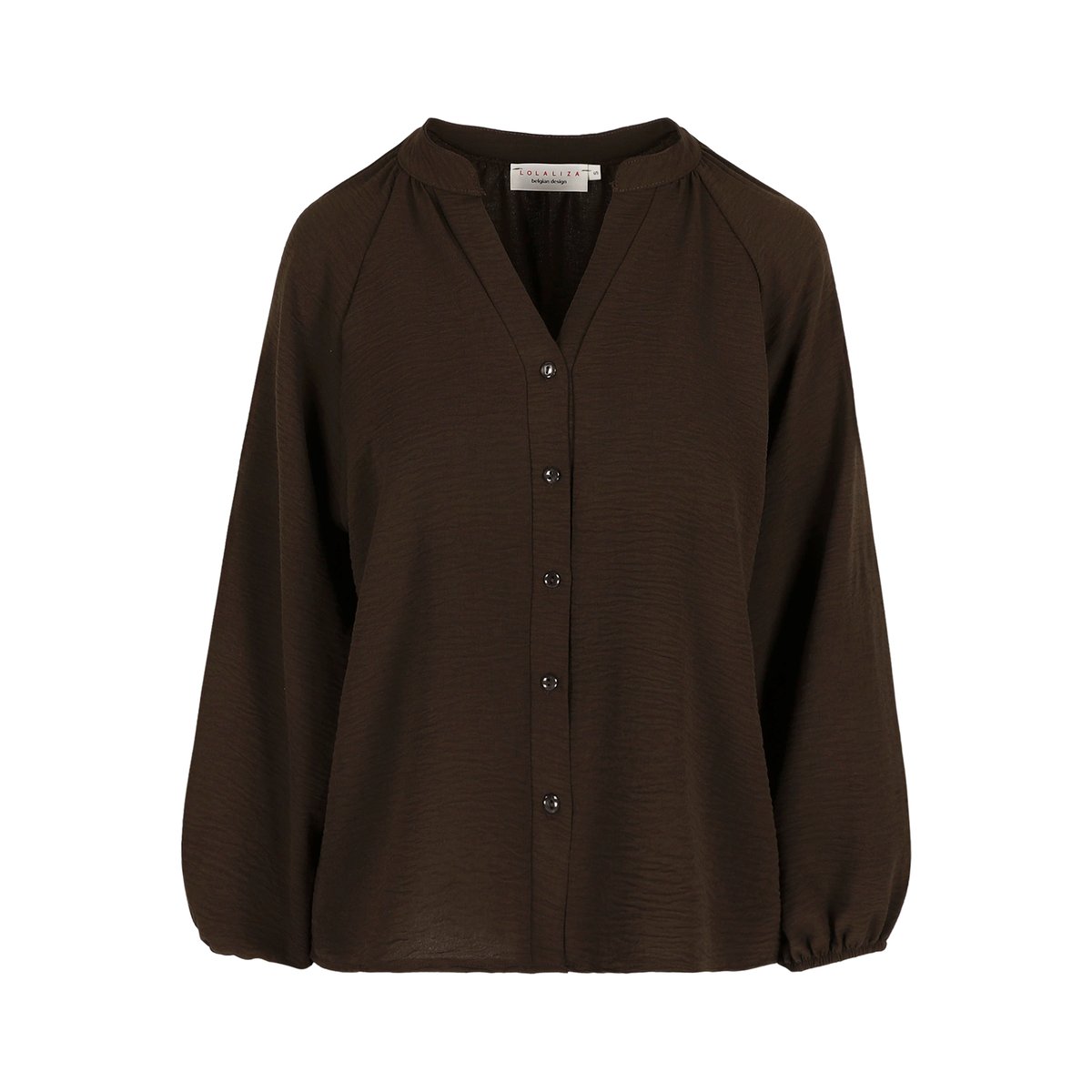 Blouse fluide à col mao brun fonce chocolate, LOLALIZA