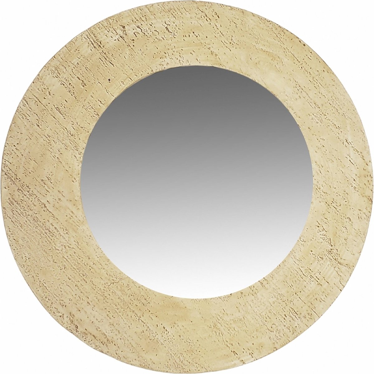 Miroir rond en verre beige effet pierre travertin naturel, RECOLLECTION
