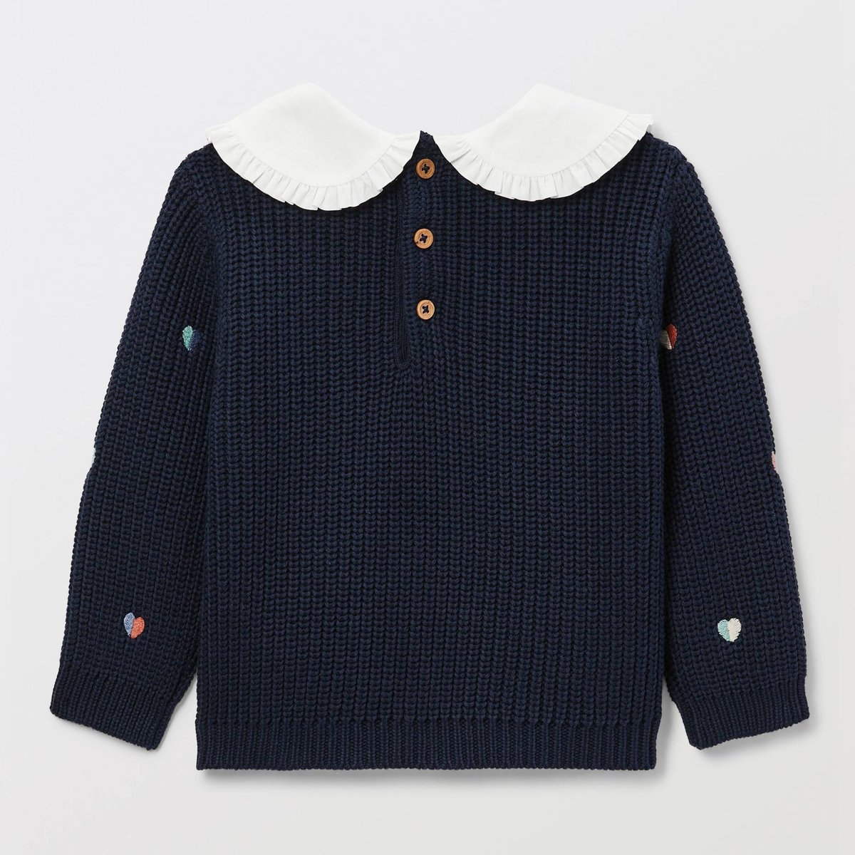 Pull brodé à col chambray en coton nuit bebe, BOUT'CHOU
