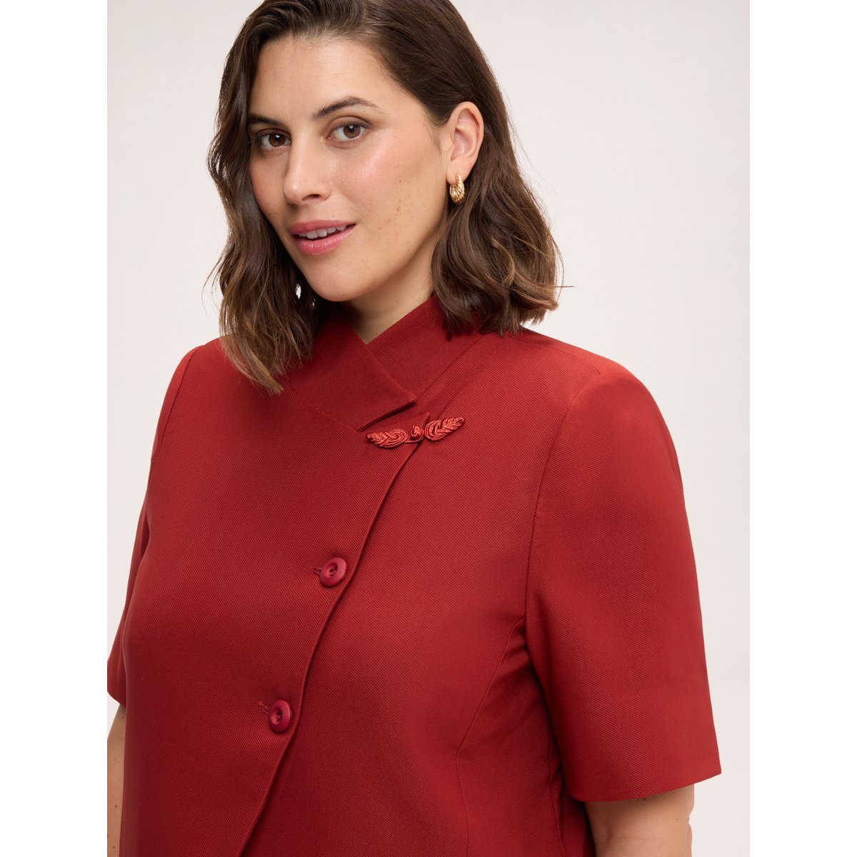 Blazer à fermeture asymétrique marron, FIORELLA RUBINO