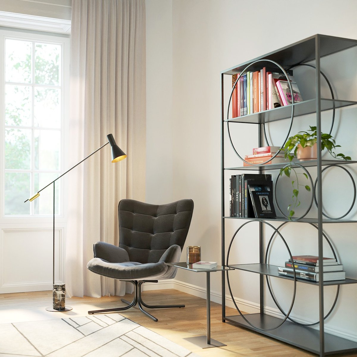 Fauteuil pivotant en velours, OSCAR noir, KARE DESIGN