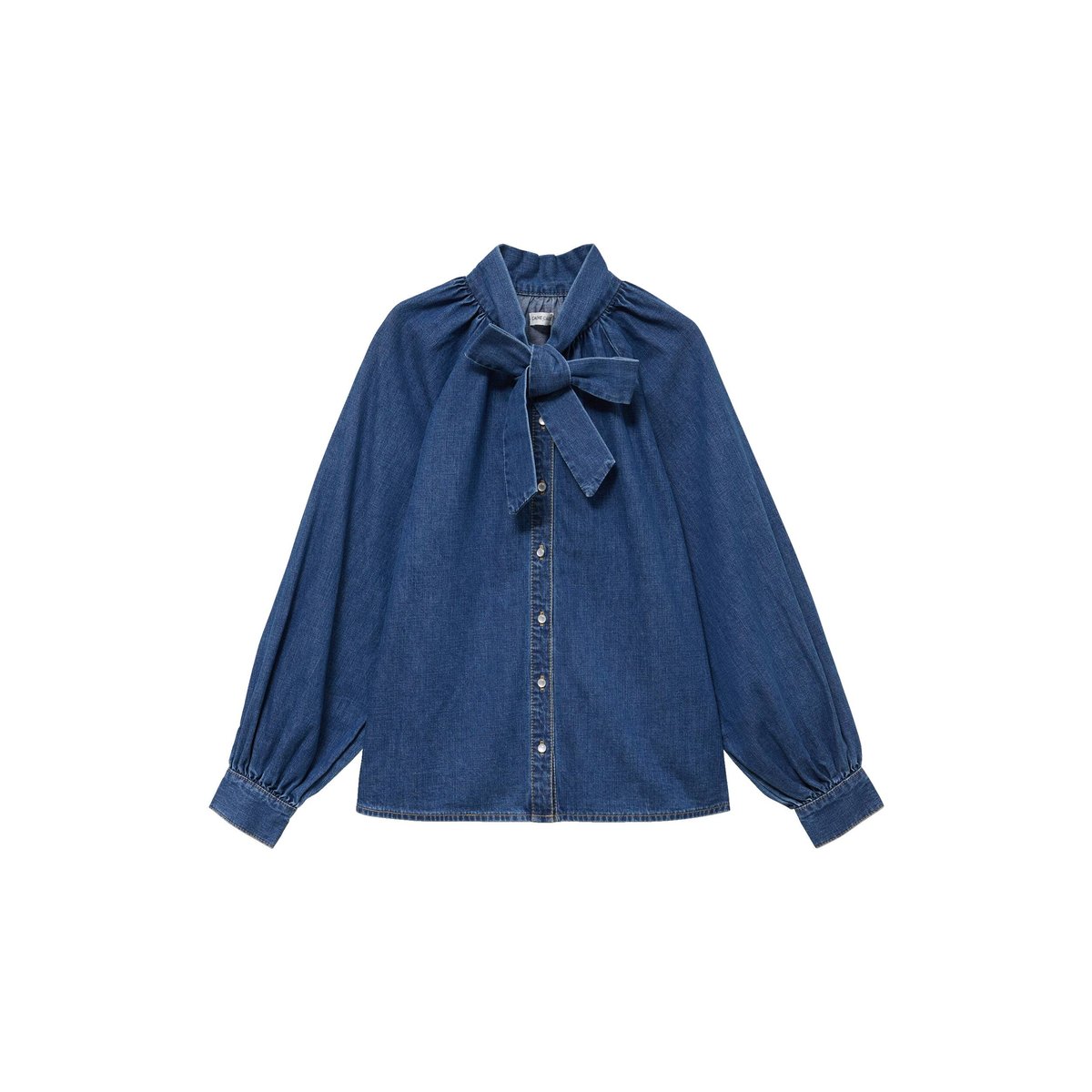 Chemise ample en jean col montant denim stone, CACHE CACHE