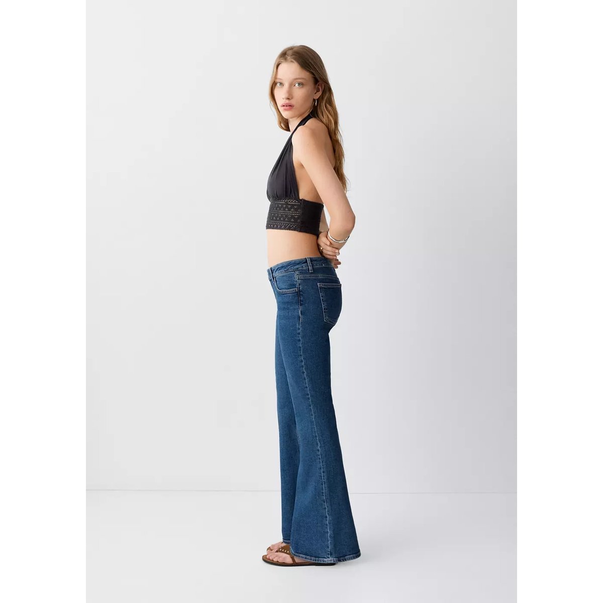 Jean low waist flare bleu foncé, MANGO TEEN