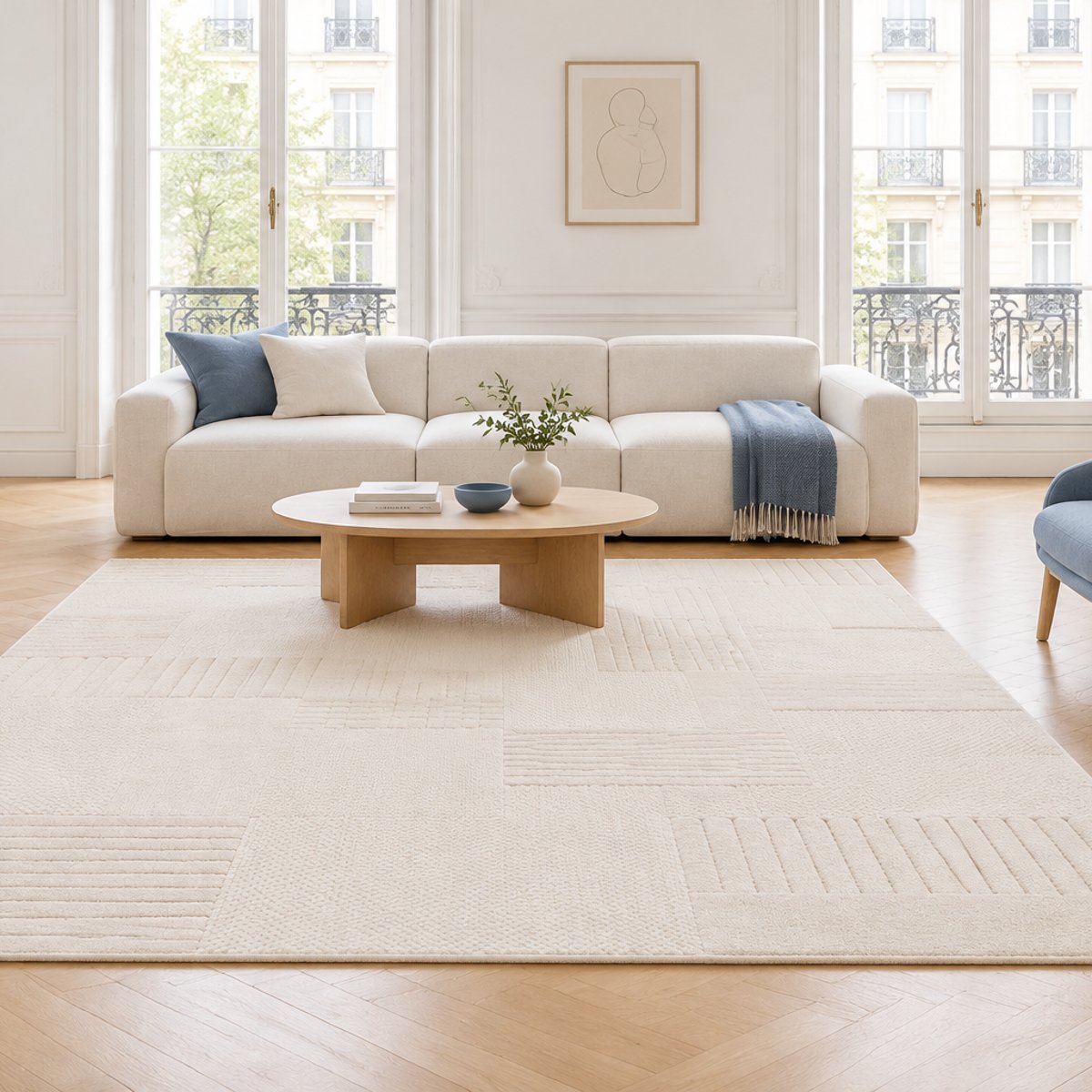 Tapis effet 3D doux et élégant JULES beige sable, AFK LIVING