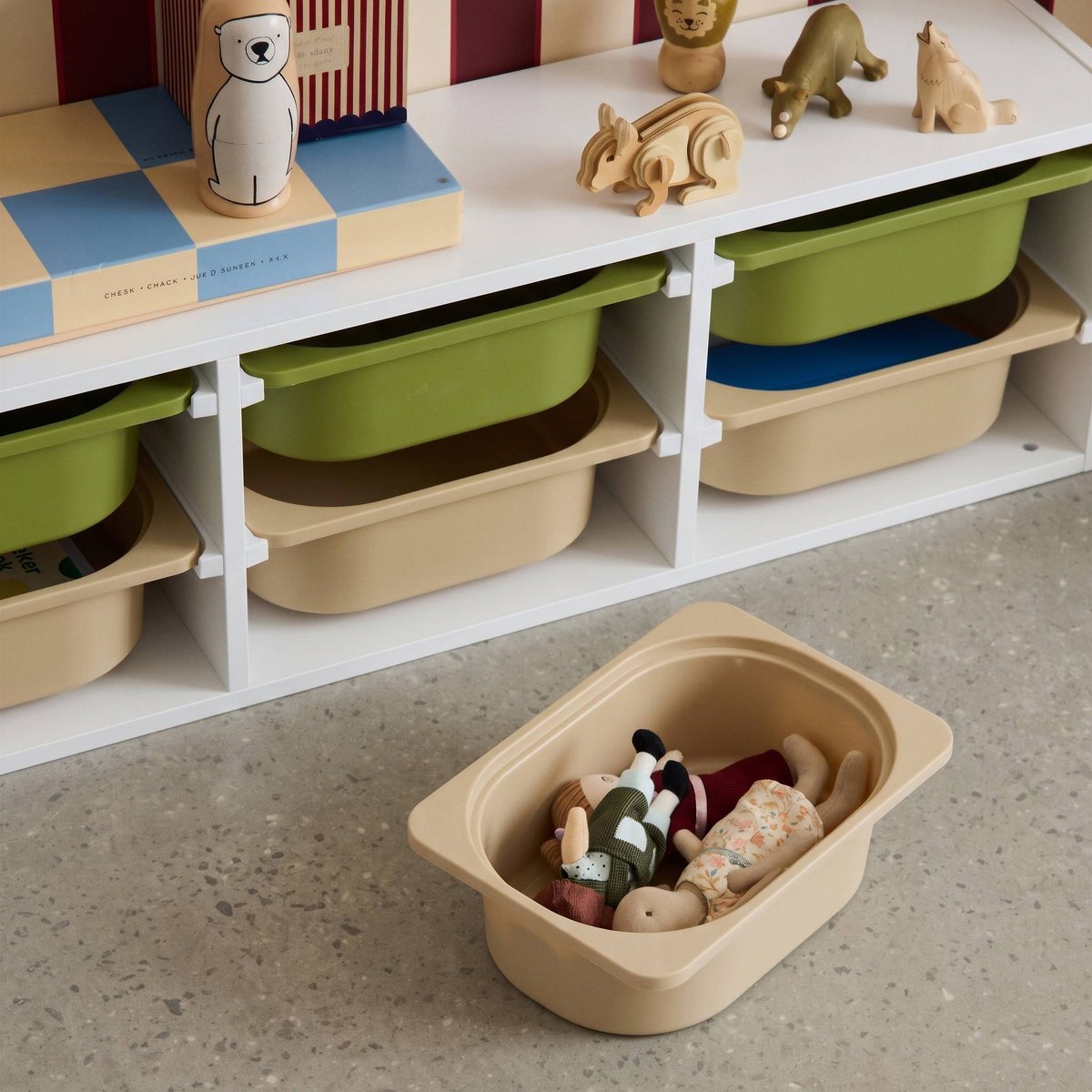 Meuble de rangement pour enfant 6 bacs de rangement colorés SORA orange, SWEEEK
