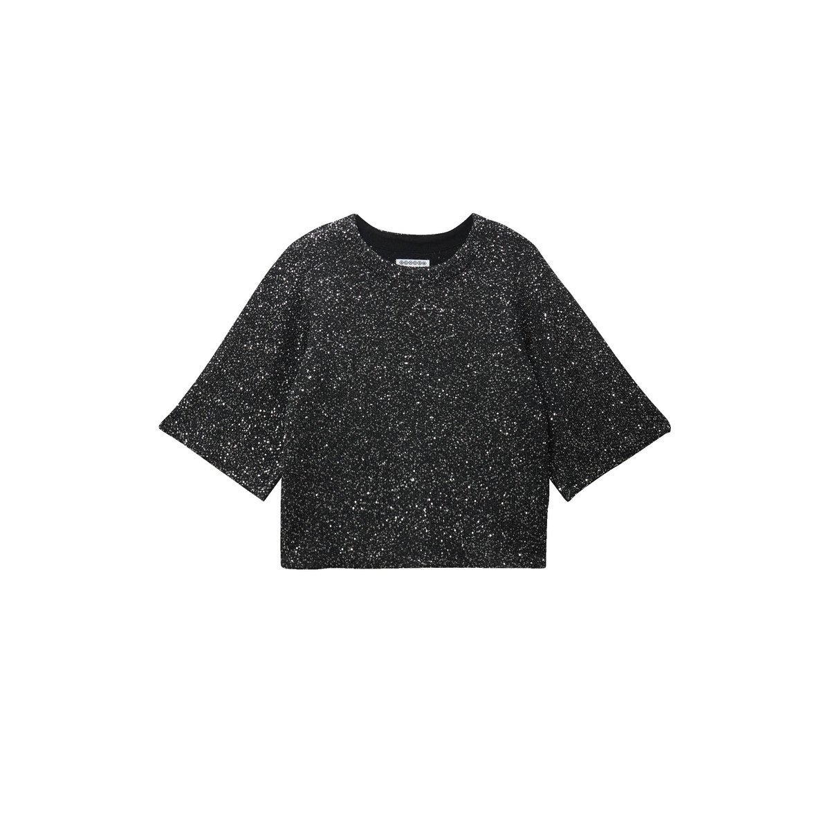 Pull manches courtes col rond brillant noir, BONOBO