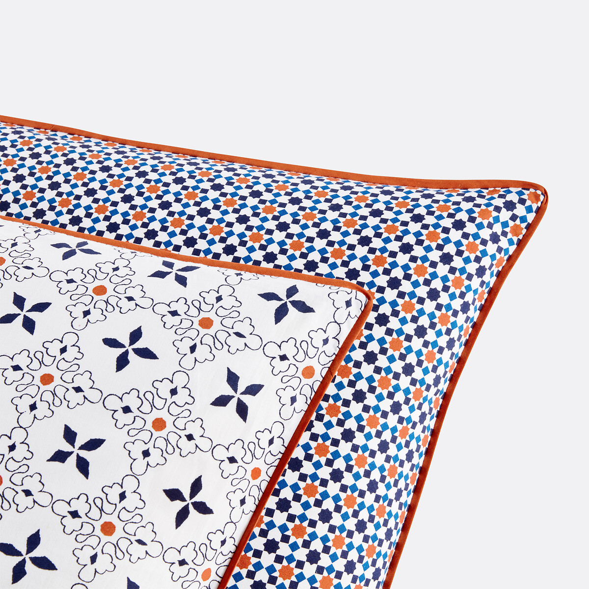 Kussensloop in katoen, Zehia wit/blauw/oranje, LA REDOUTE INTERIEURS