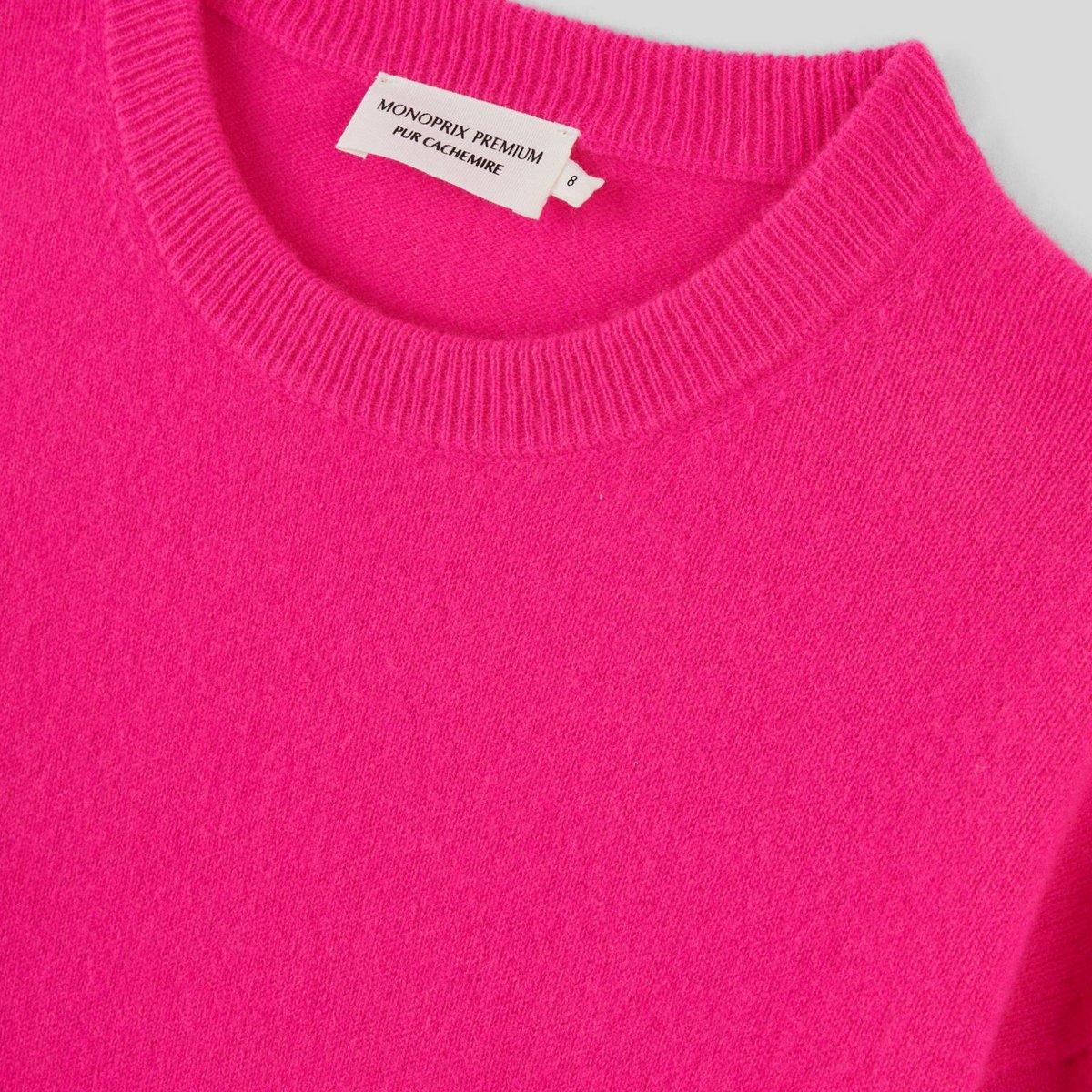 Pull uni en cachemire fluo rose, MONOPRIX