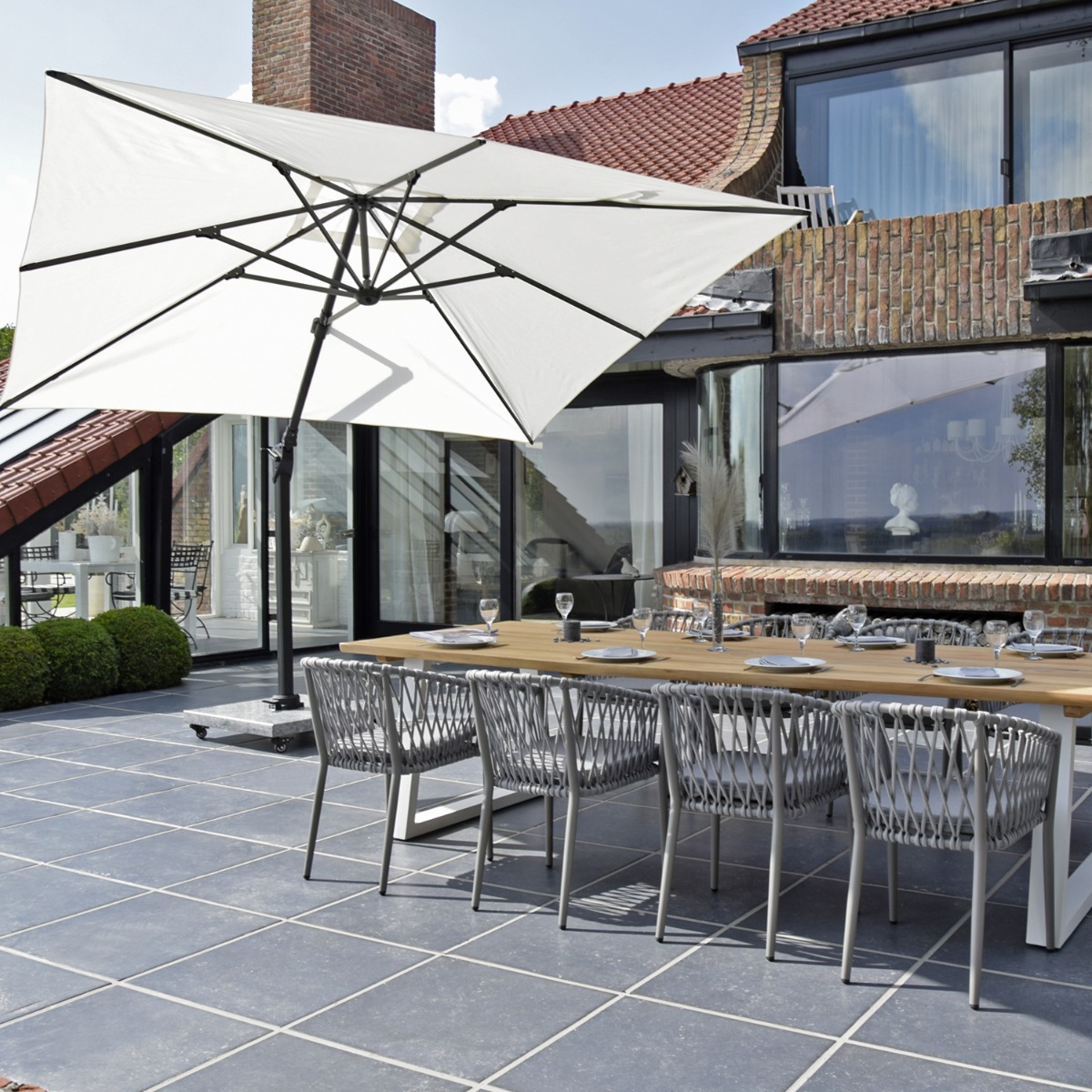 Parasol déporté Poséïdon 4x3m ecru, GECKO JARDIN