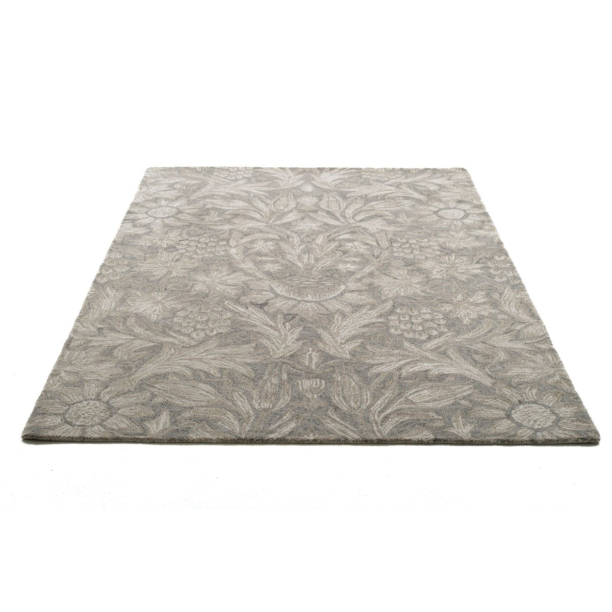 Tapis tufté main en laine vierge et viscose beige, THEKO