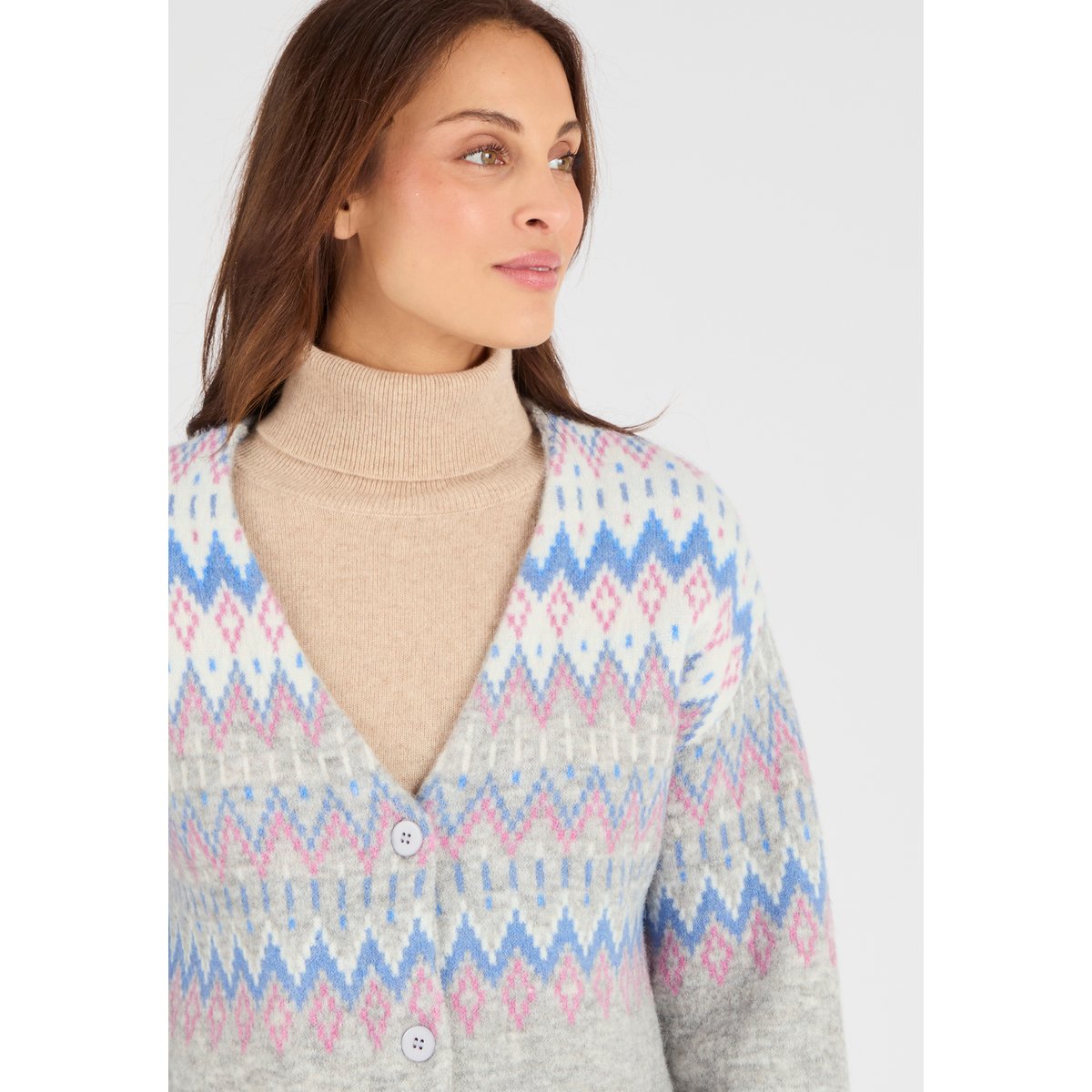 Gilet long jacquard Thermolactyl gris, DAMART