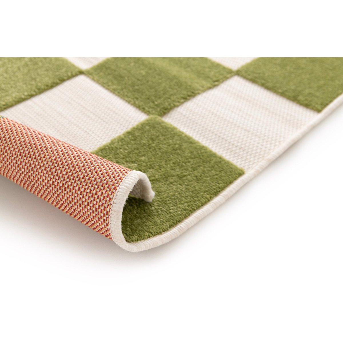Tapis enfant avec effet sculpté PETITS CARREAUX vert naturel, AFK LIVING