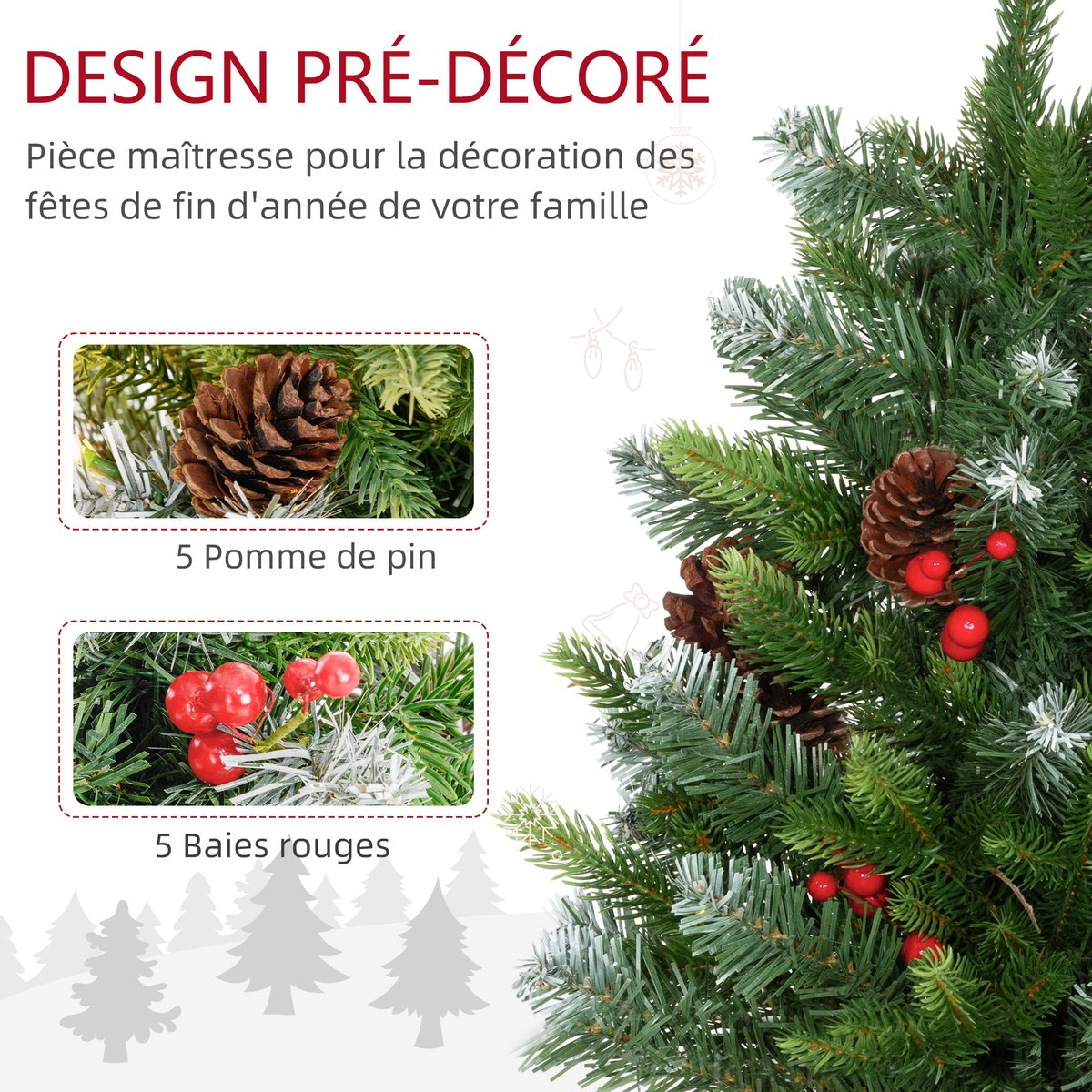 Sapin de Noël Plastique Vert vert, HOMCOM