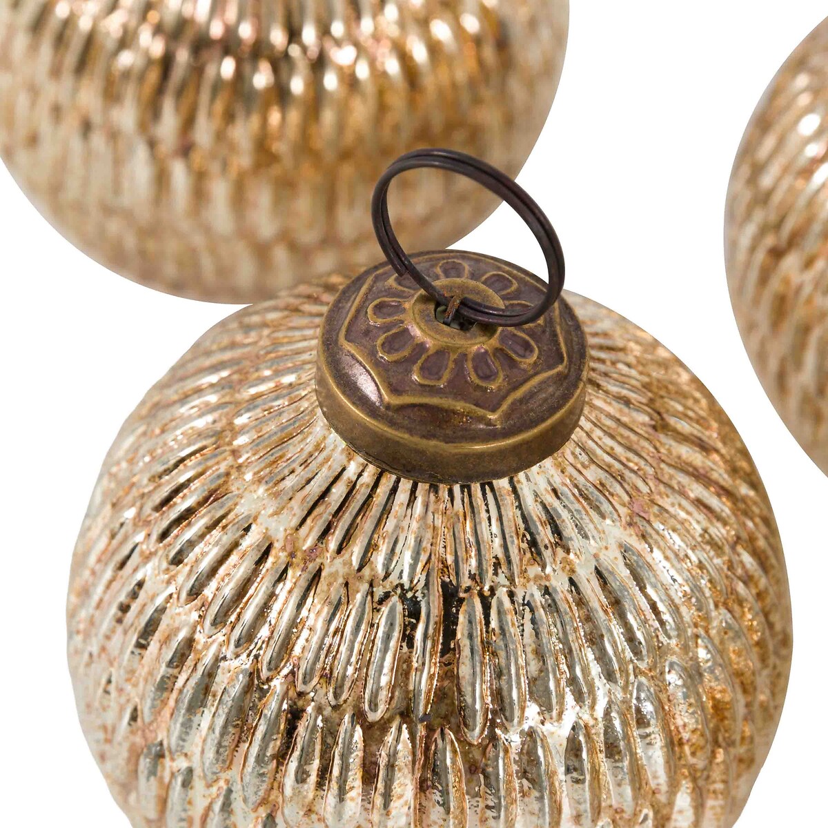 Set of 6 Crackle Baubles in Silver gold-coloured, ÉDITÉ