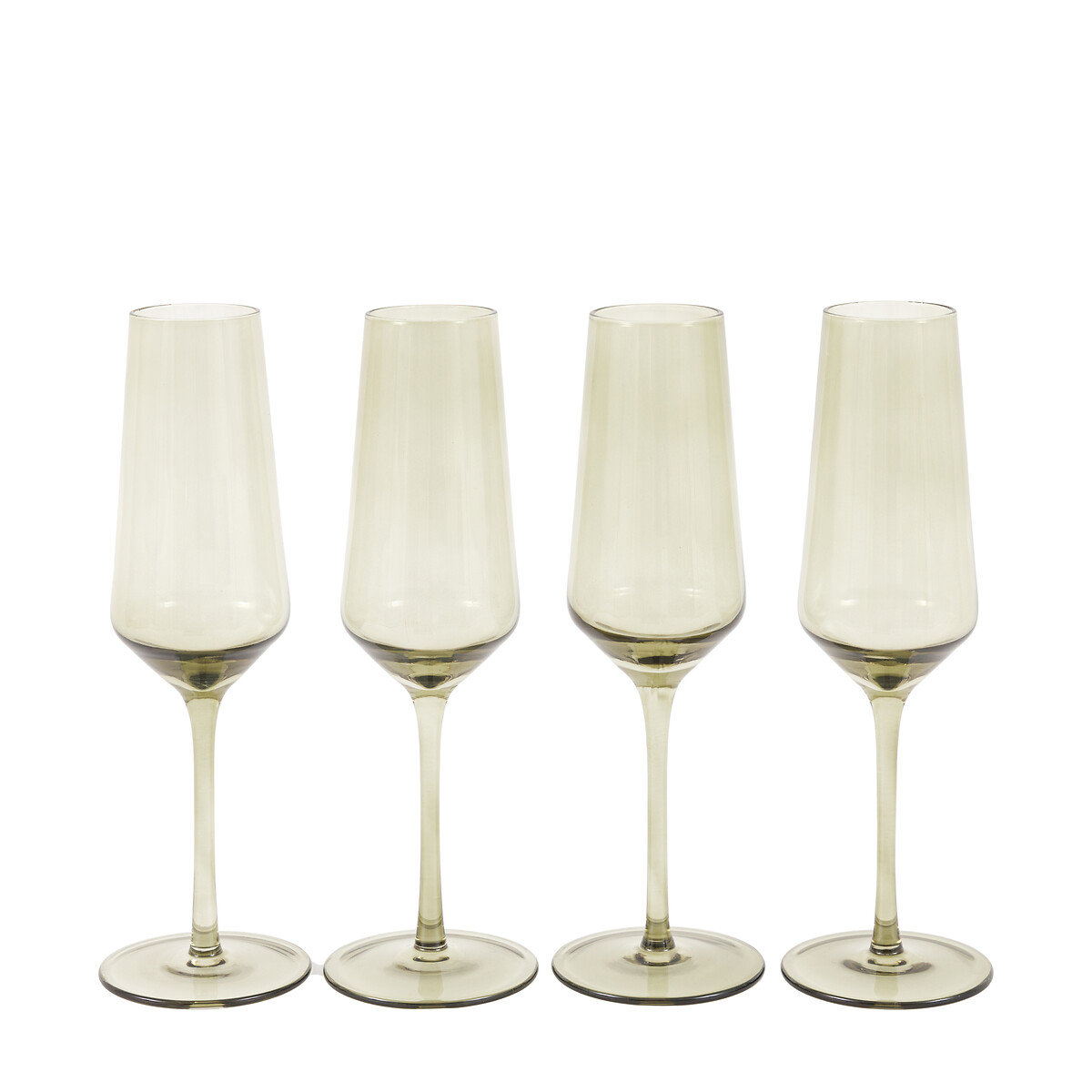 Set of 4 Eden Champagne Flutes in Smokey Green green, ÉDITÉ