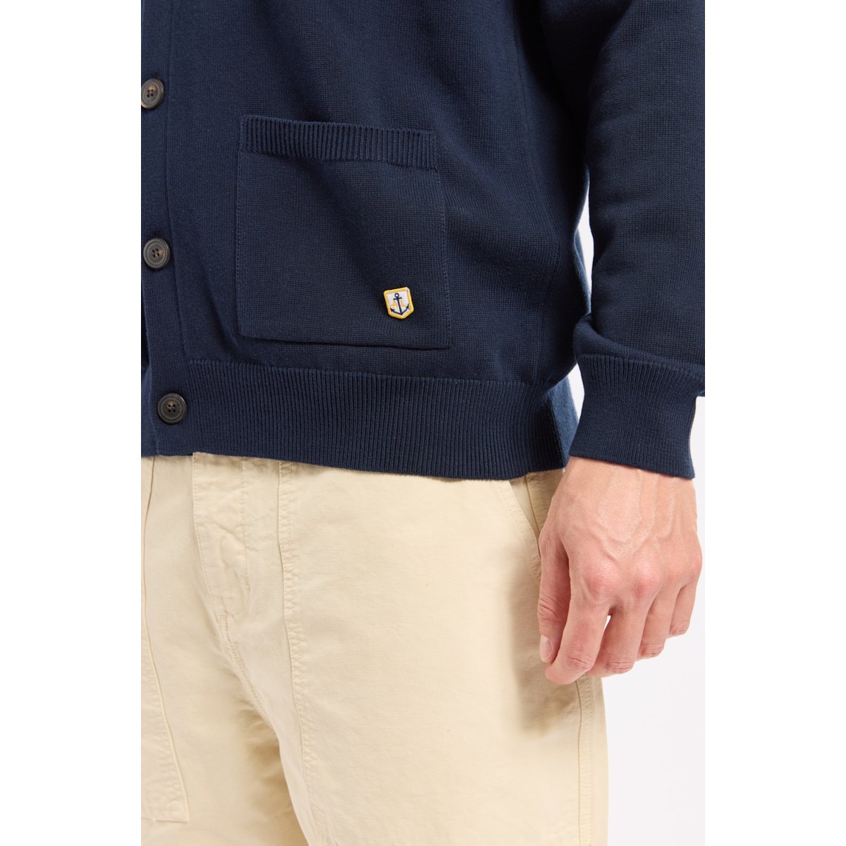 Gilet boutonné en coton marine deep, ARMOR-LUX