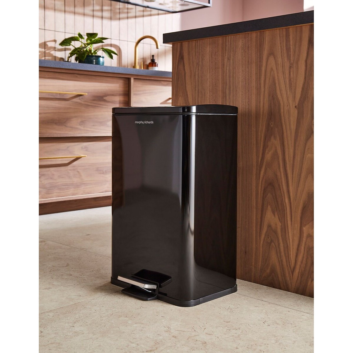 30L Rectangular Kitchen Bin black, MORPHY RICHARDS