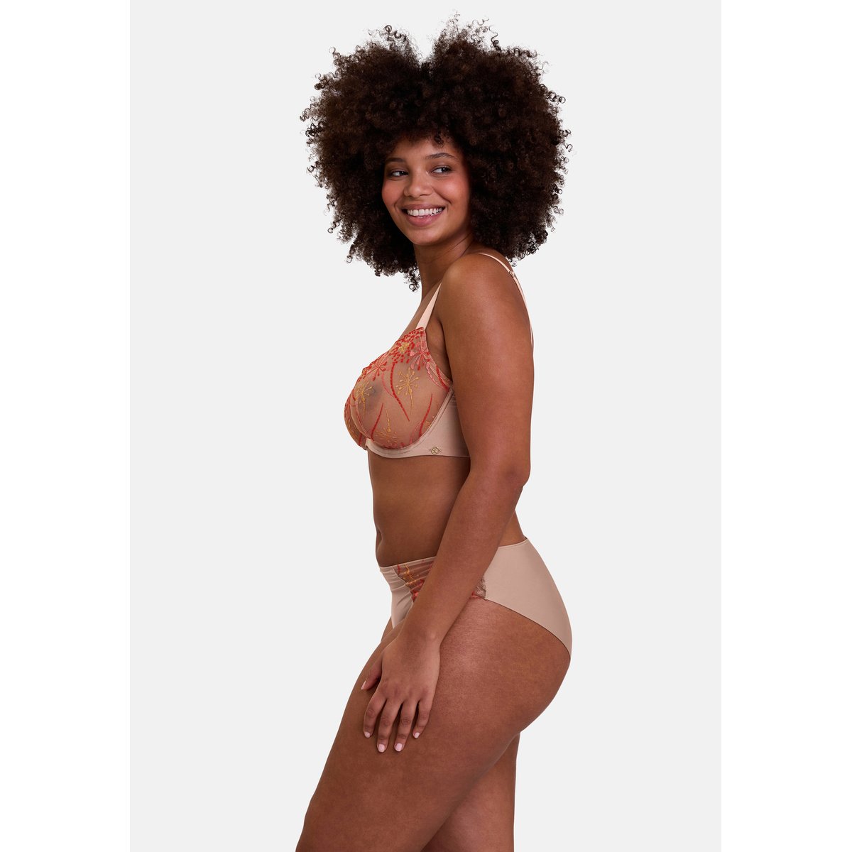 Soutien-gorge corbeille GEORGIA broderie multicolore fond tuscany, SANS COMPLEXE