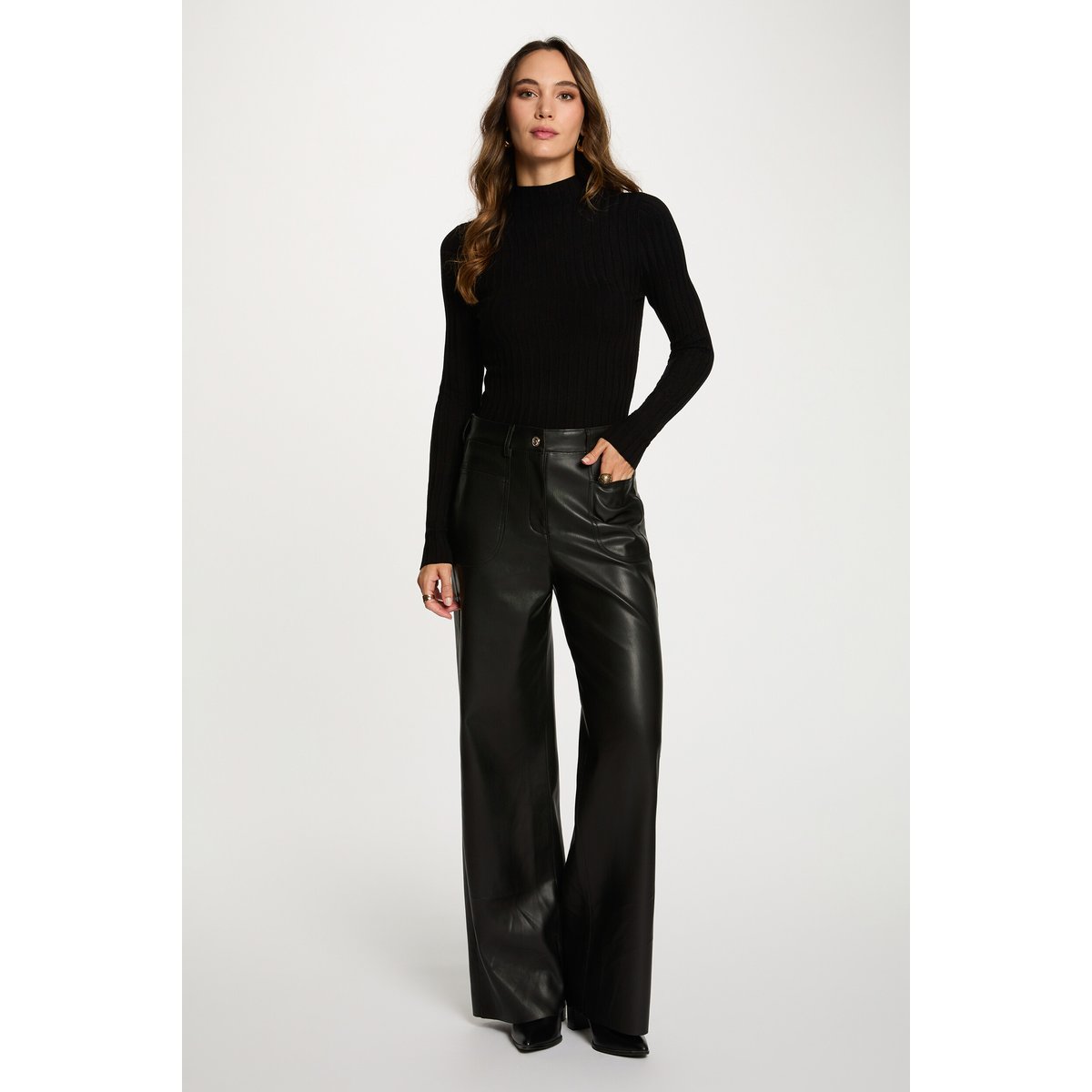 Pull col montant noir, MORGAN
