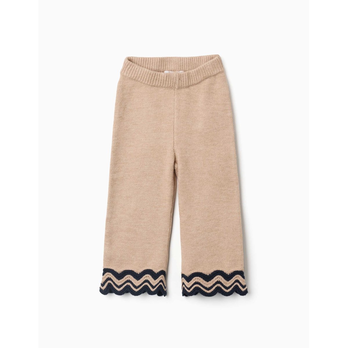 Pantalon en maille avec ourlet à rayures beige, ZIPPY