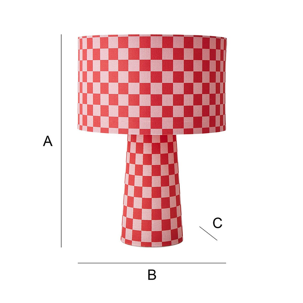 Pete Checkerboard Full Fabric Table Lamp with Drum Shade pink, SO'HOME