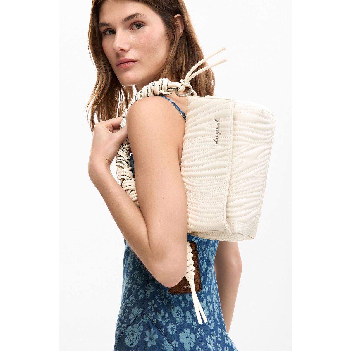 Sac moyen gravé beige, DESIGUAL