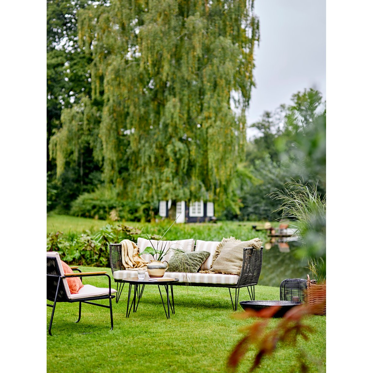 Fauteuil en métal avec coussin Hampton beige, BLOOMINGVILLE