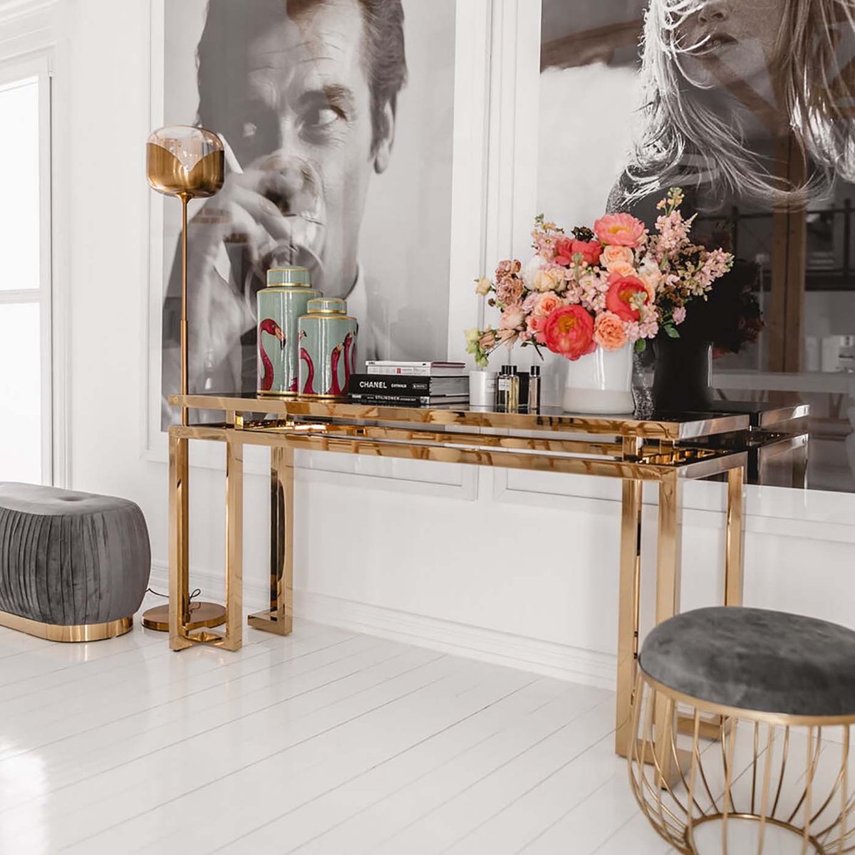 Console en verre et acier, RUSH or, KARE DESIGN