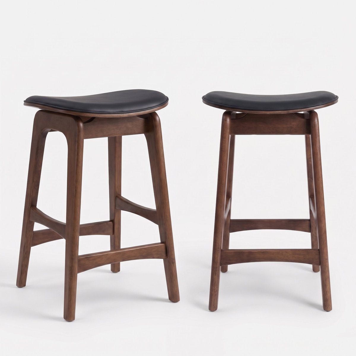 Lot de 2 tabourets pour îlot central 65,5 cm en bois et similicuir - JUDE noir, MAISON PAVANE