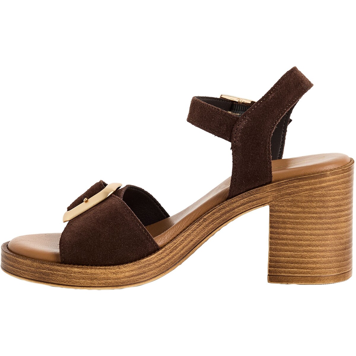 Sandales à talons, en cuir marron, TAMARIS