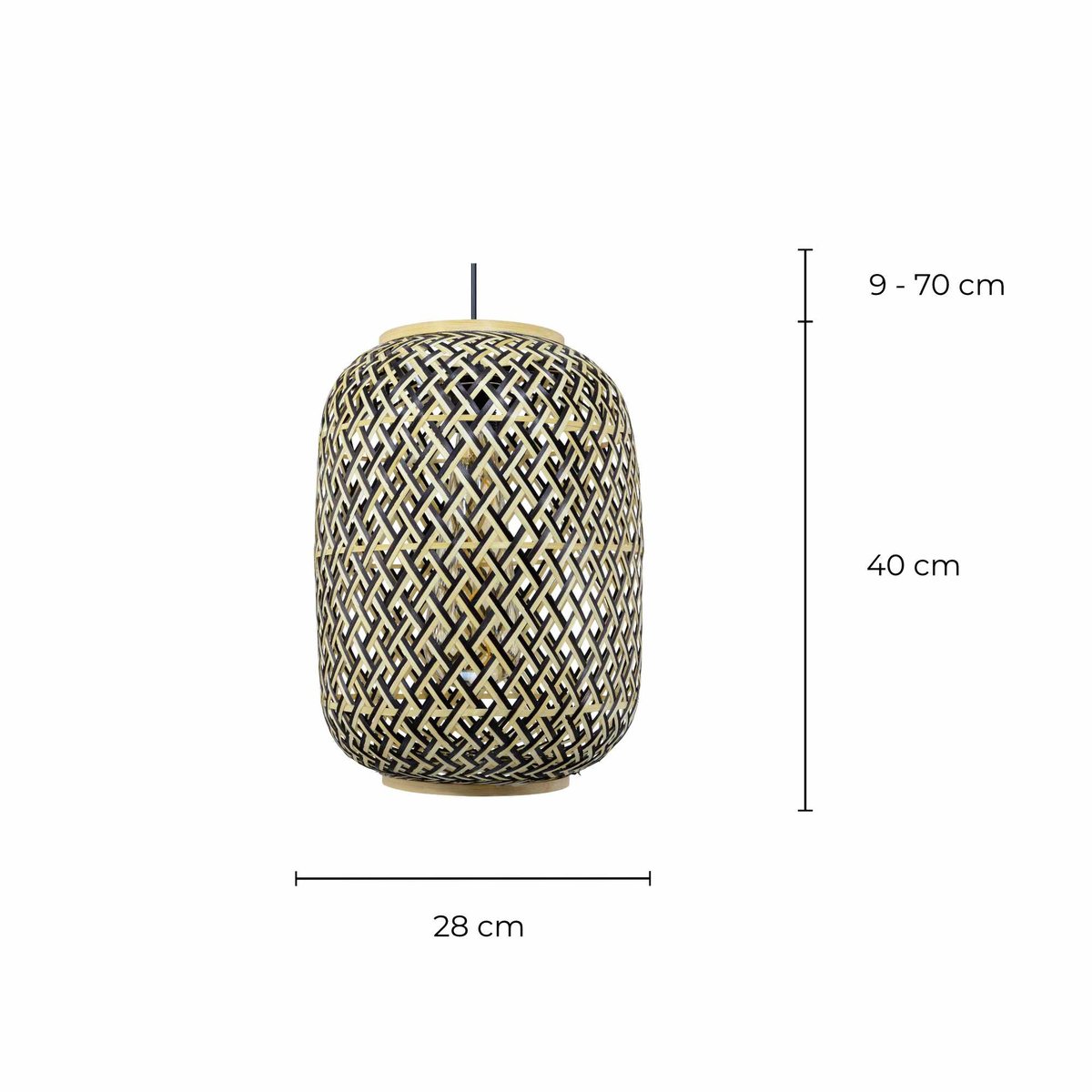 Suspension en bambou bicolore, MINELLE noir et naturel, C-CREATION
