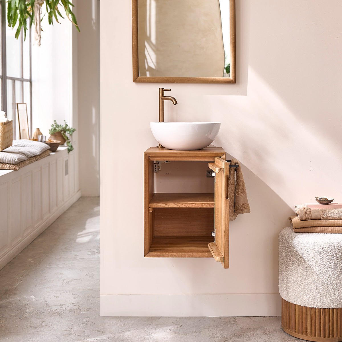 Lave main en teck massif 40 cm  GUSTAVE naturel, BERAH GETAH
