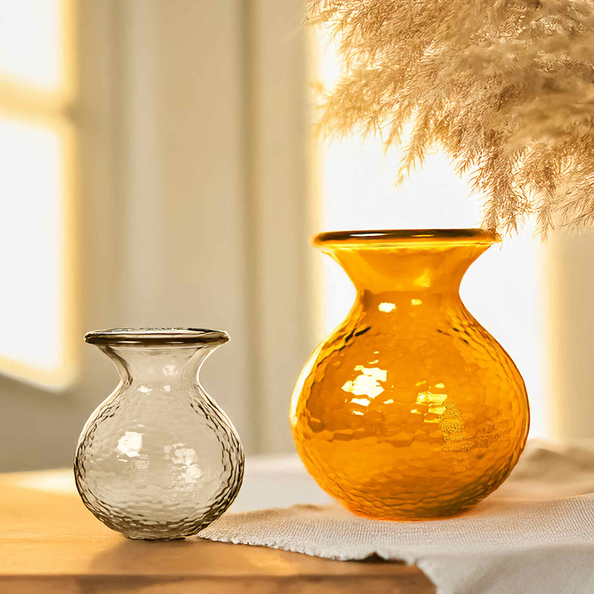 Vase en verre recyclé h 25 cm GYPSO corail, SENSEI MAISON