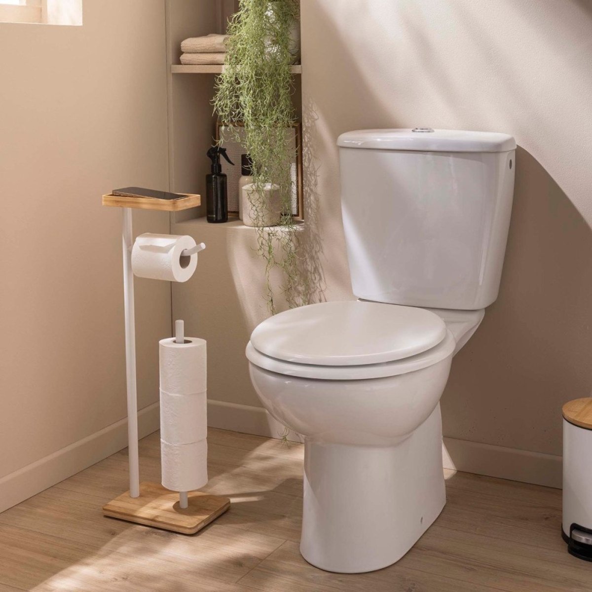 Dérouleur Papier Wc Blanc Avec Réserve Et Porte Téléphone blanc, DECORATIE
