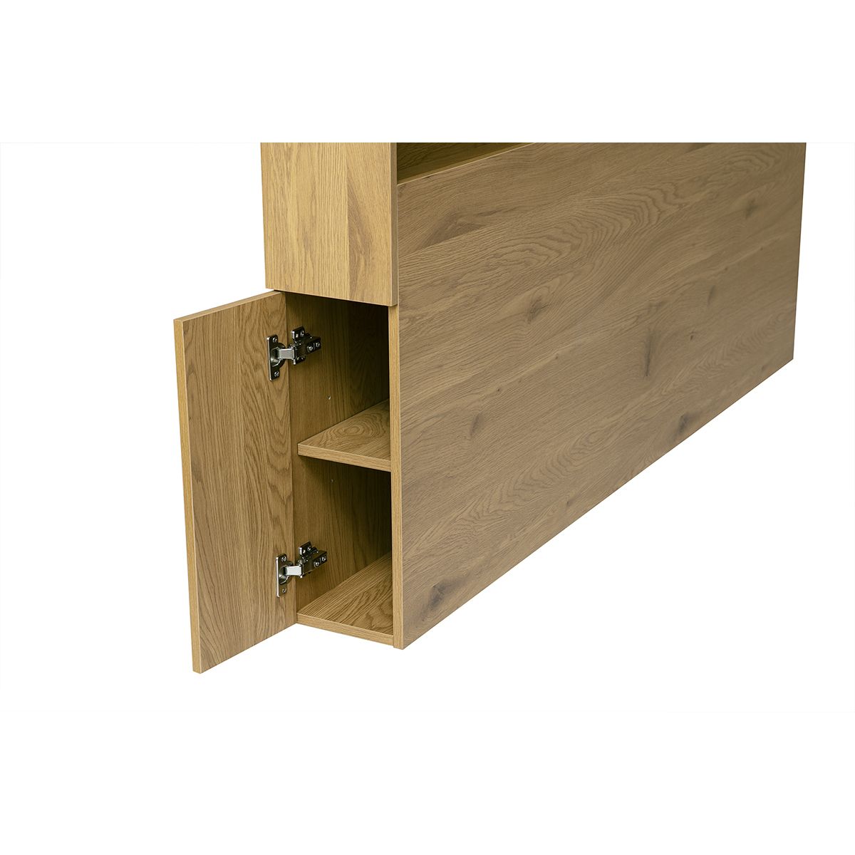 Tête de lit avec rangements finition bois chêne L170 cm SELENE chêne clair, MILIBOO