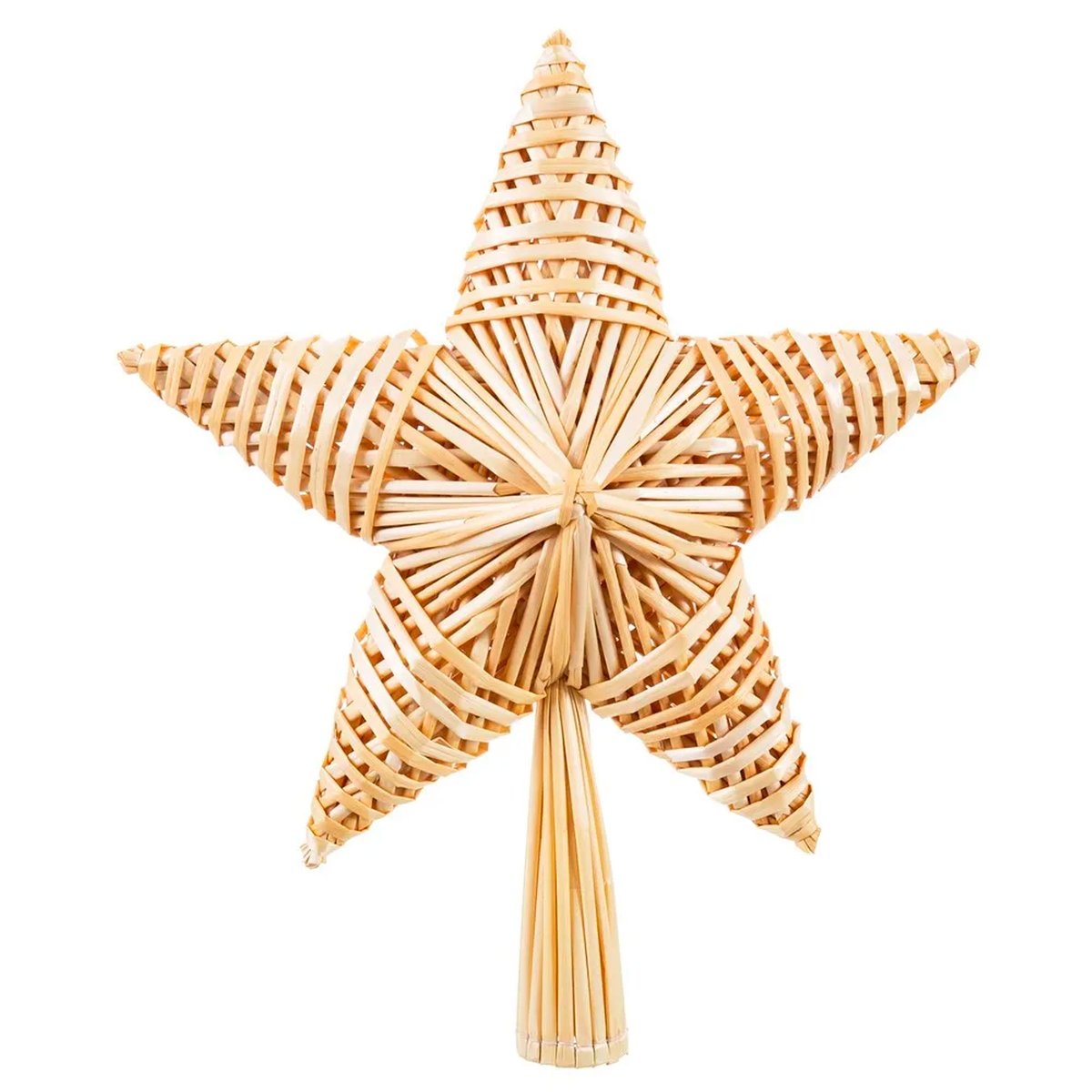 Cimier de sapin de noël Étoile paille 25x9x30cm bois, WADIGA