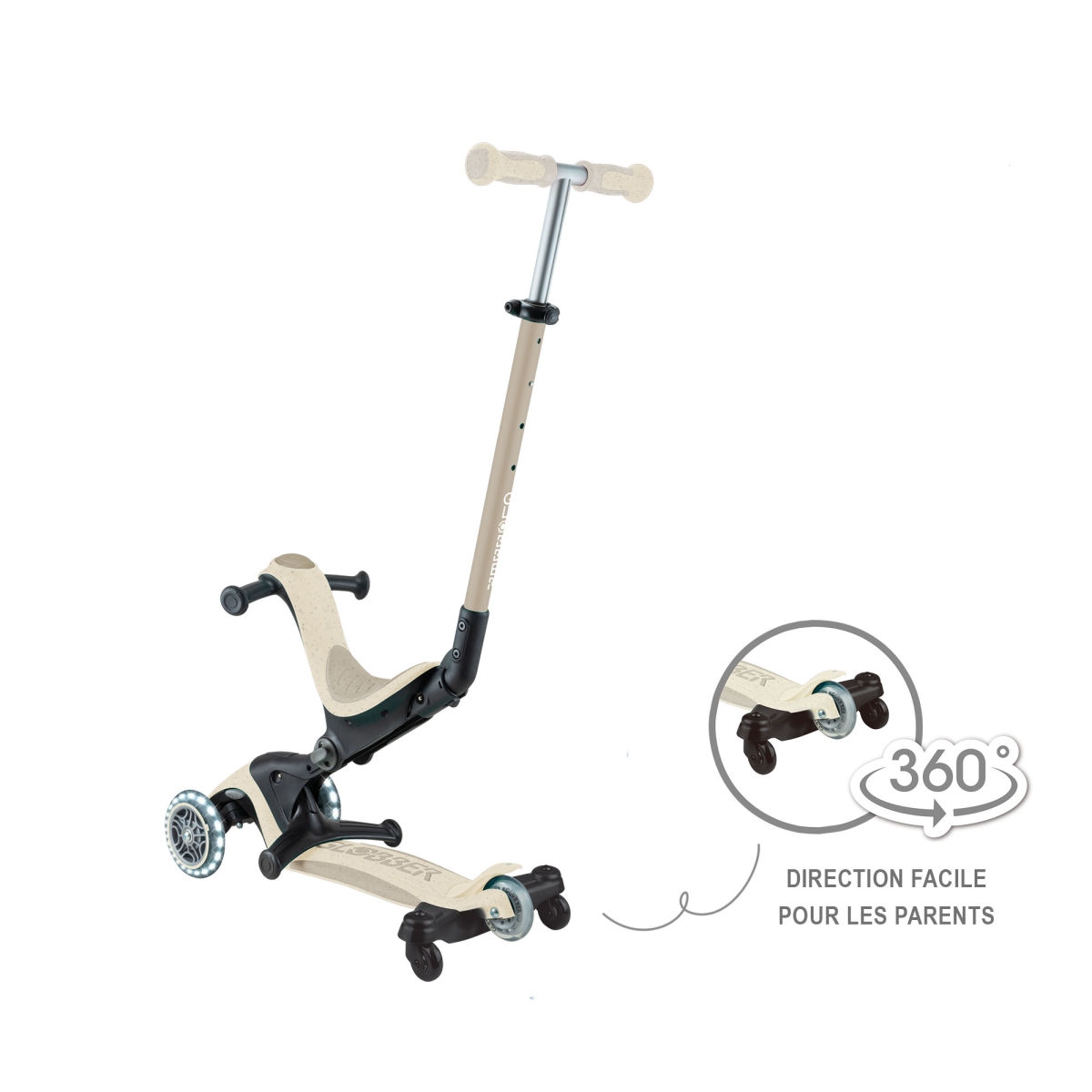 Trottinette évolutive GO-UP DELUXE LIGHTS ECO 360 taupe, GLOBBER