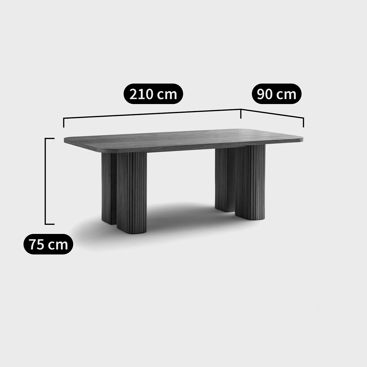 Table à manger rectangulaire, plaqué chêne et pin, 6 à 8 couverts, LATTI coloris chêne, LA REDOUTE INTERIEURS