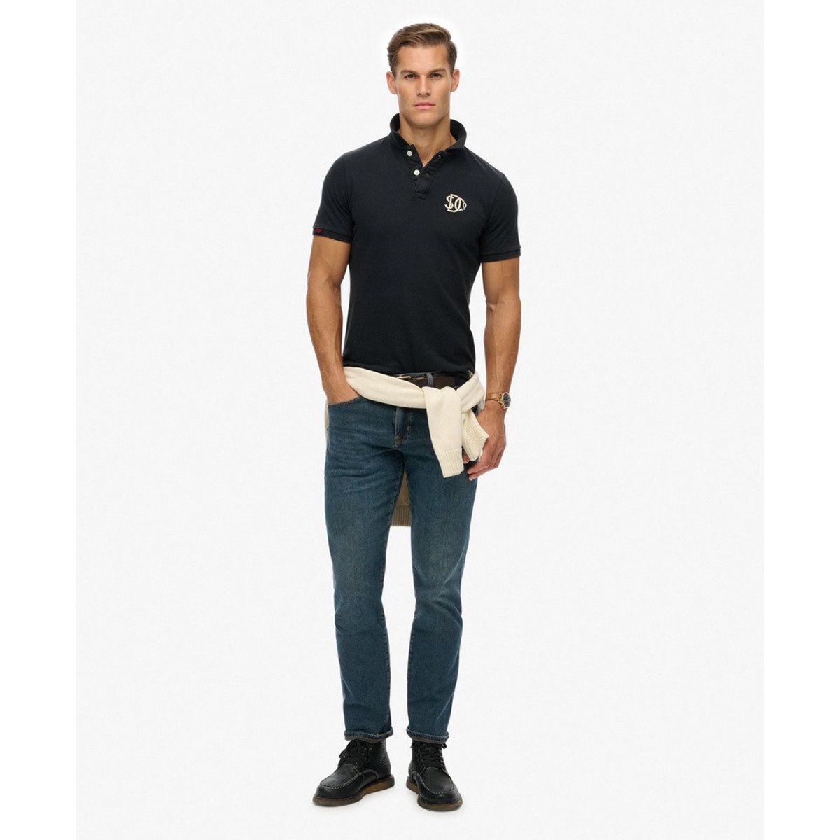 Polo Vintage Athletic Brodé bleu marine éclipse, SUPERDRY