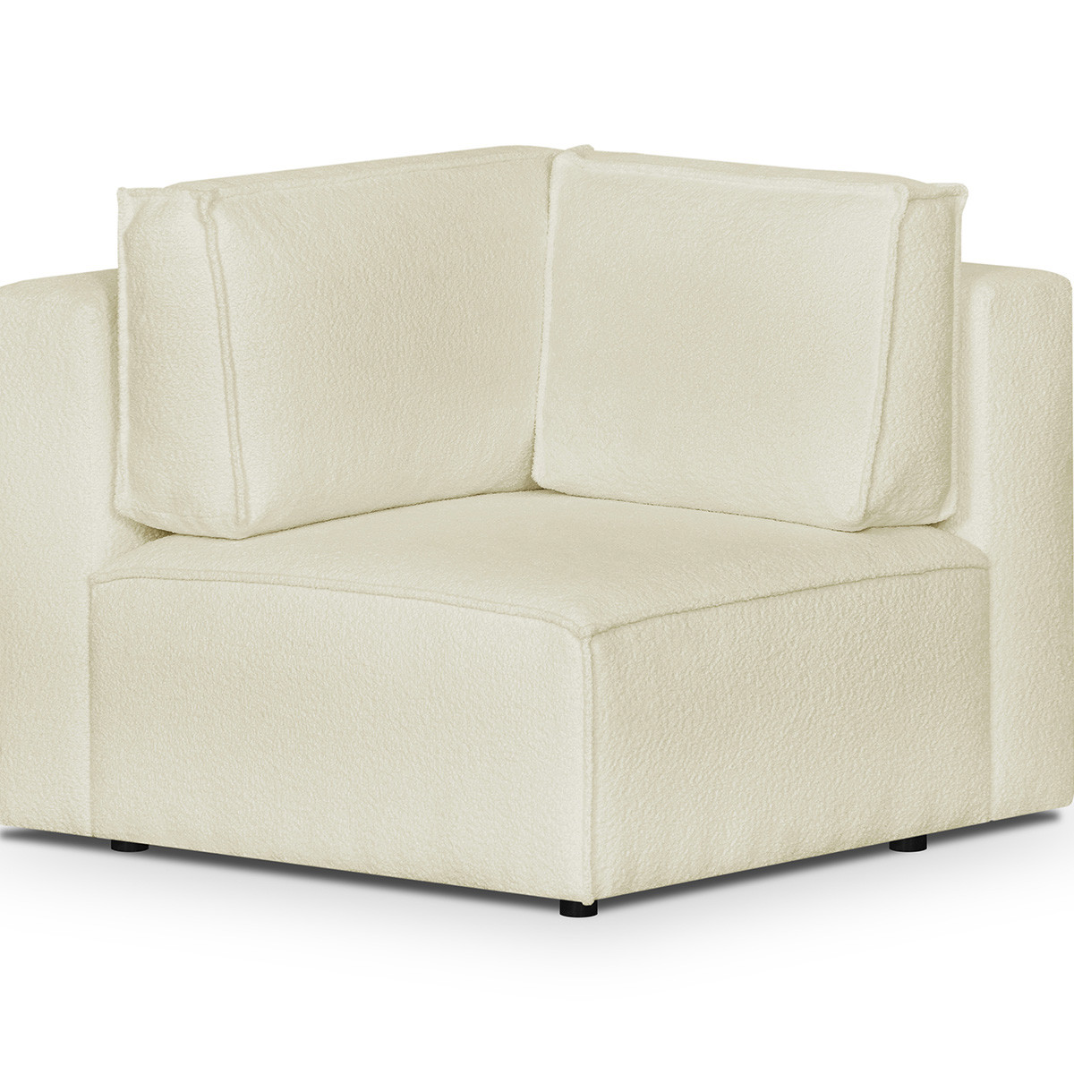 Canapé d'angle droit convertible 8+1 places en tissu bouclé - HARPER MOD ecru, HOMIFAB
