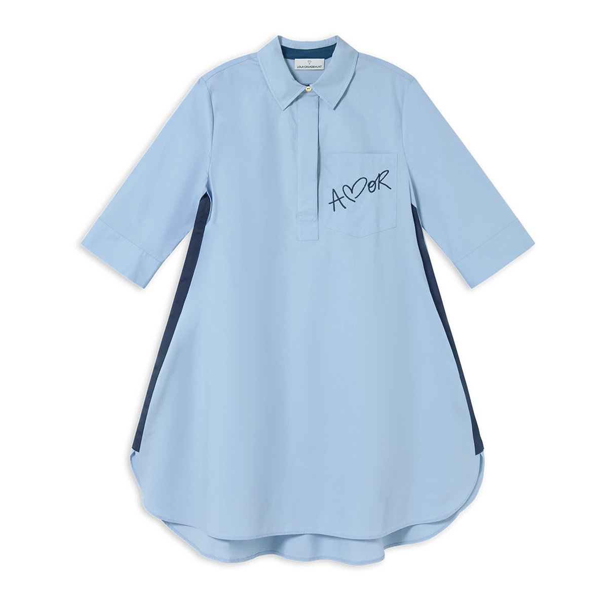 Robe chemise en popeline à broderie ciel, LOLA CASADEMUNT