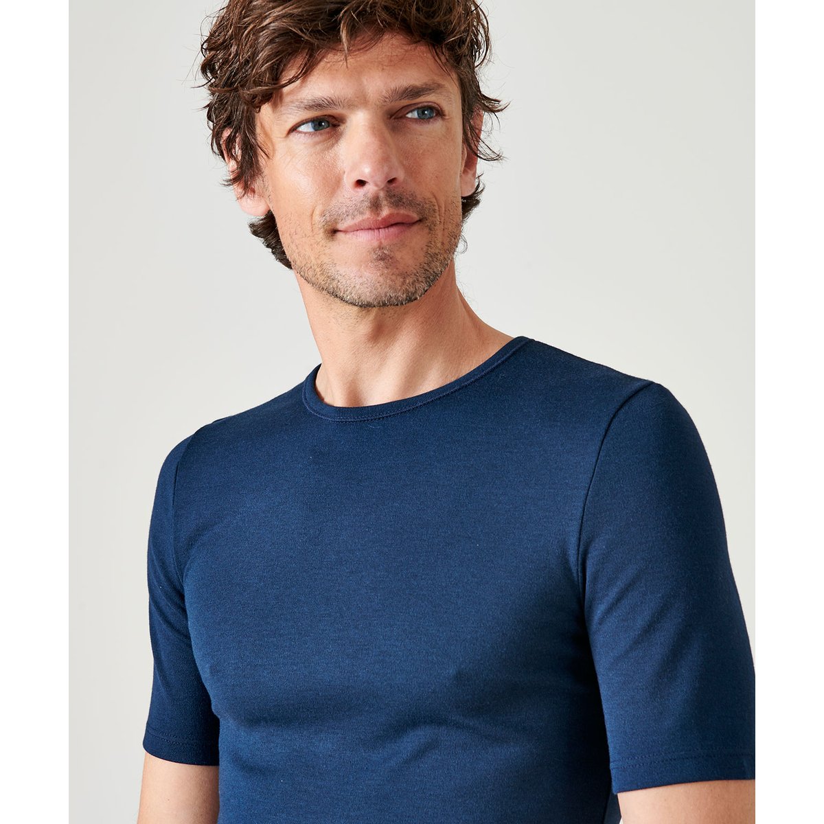 T-shirt manches courtes maille Thermolactyl bleu marine, DAMART