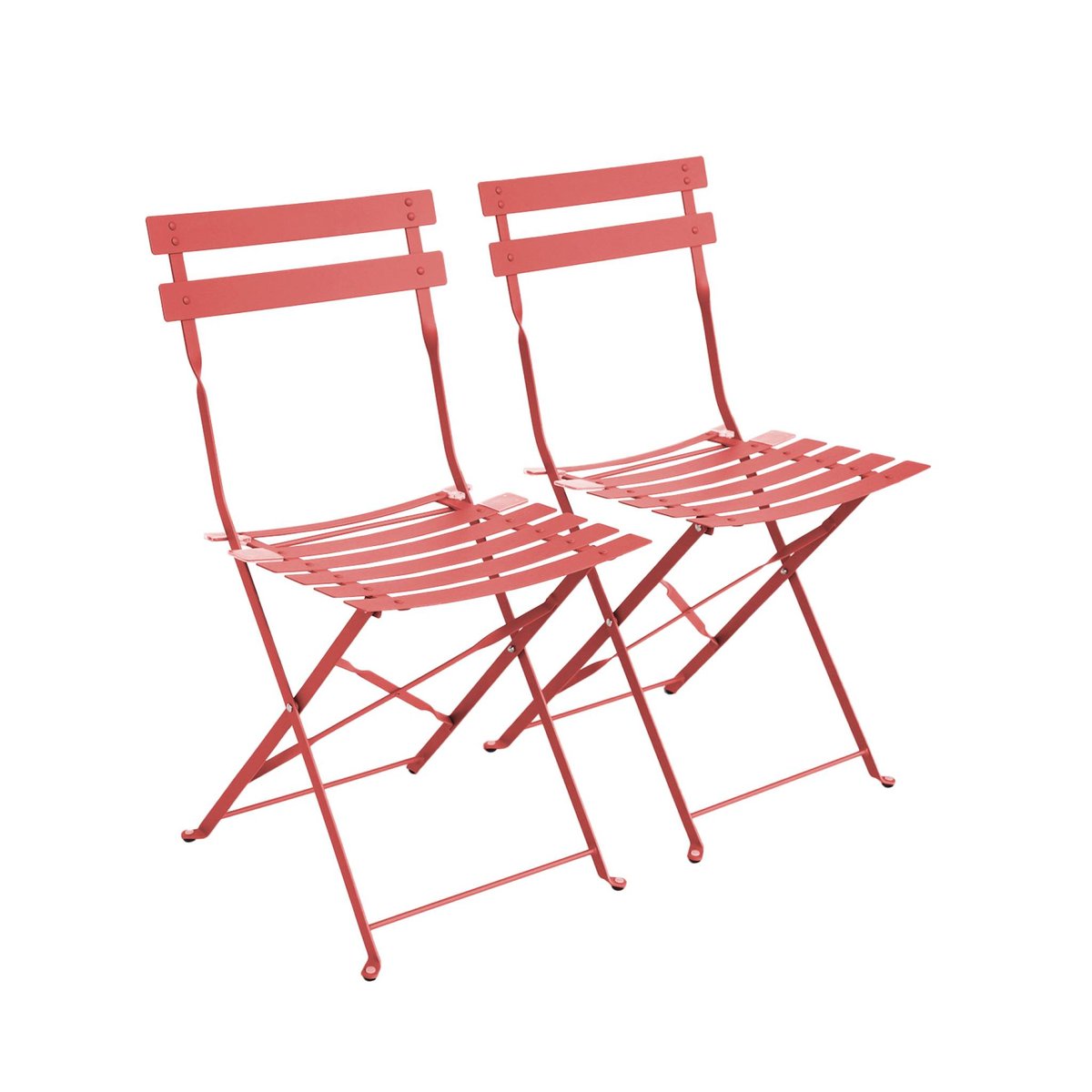 Chaise de jardin pliante métal (lot de 2) EMILIA terracotta, SWEEEK