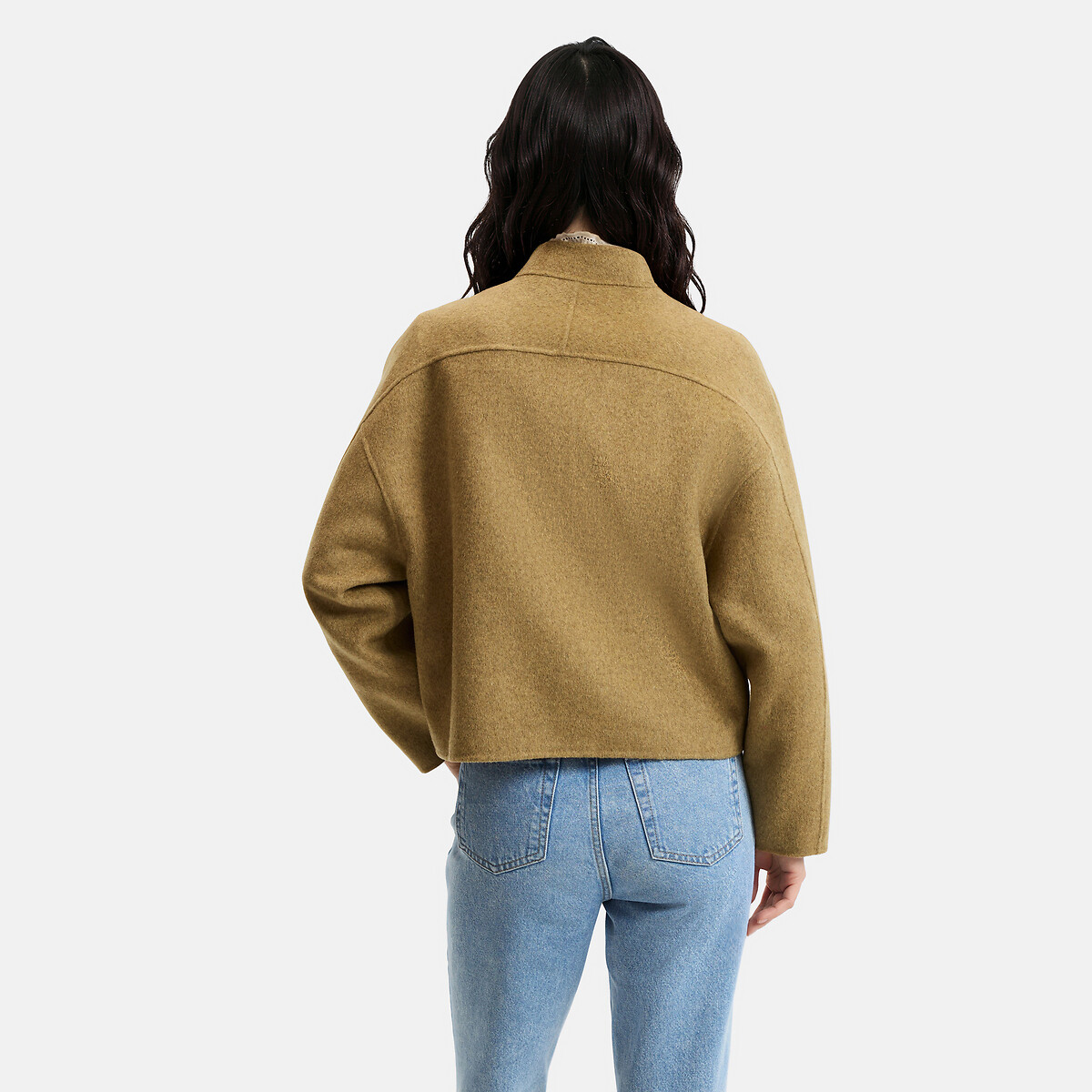 Manteau court, fait main, 57% laine vert bronze, LA REDOUTE COLLECTIONS