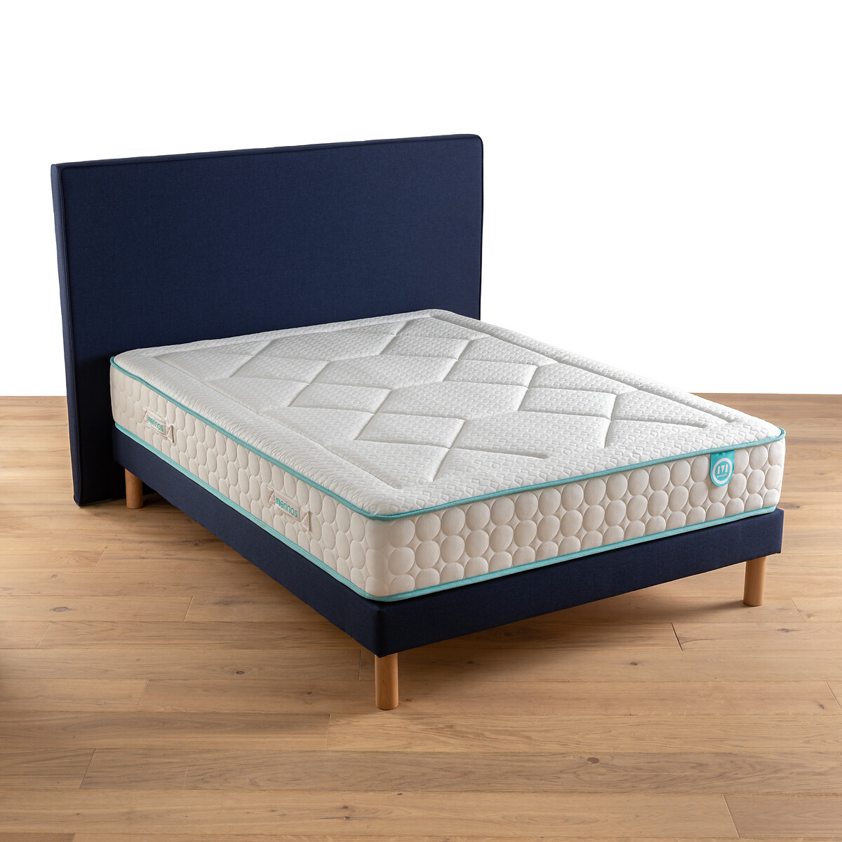 Matelas ressorts ensachés LE TOUT MOELLEUX blanc/bleu, MERINOS