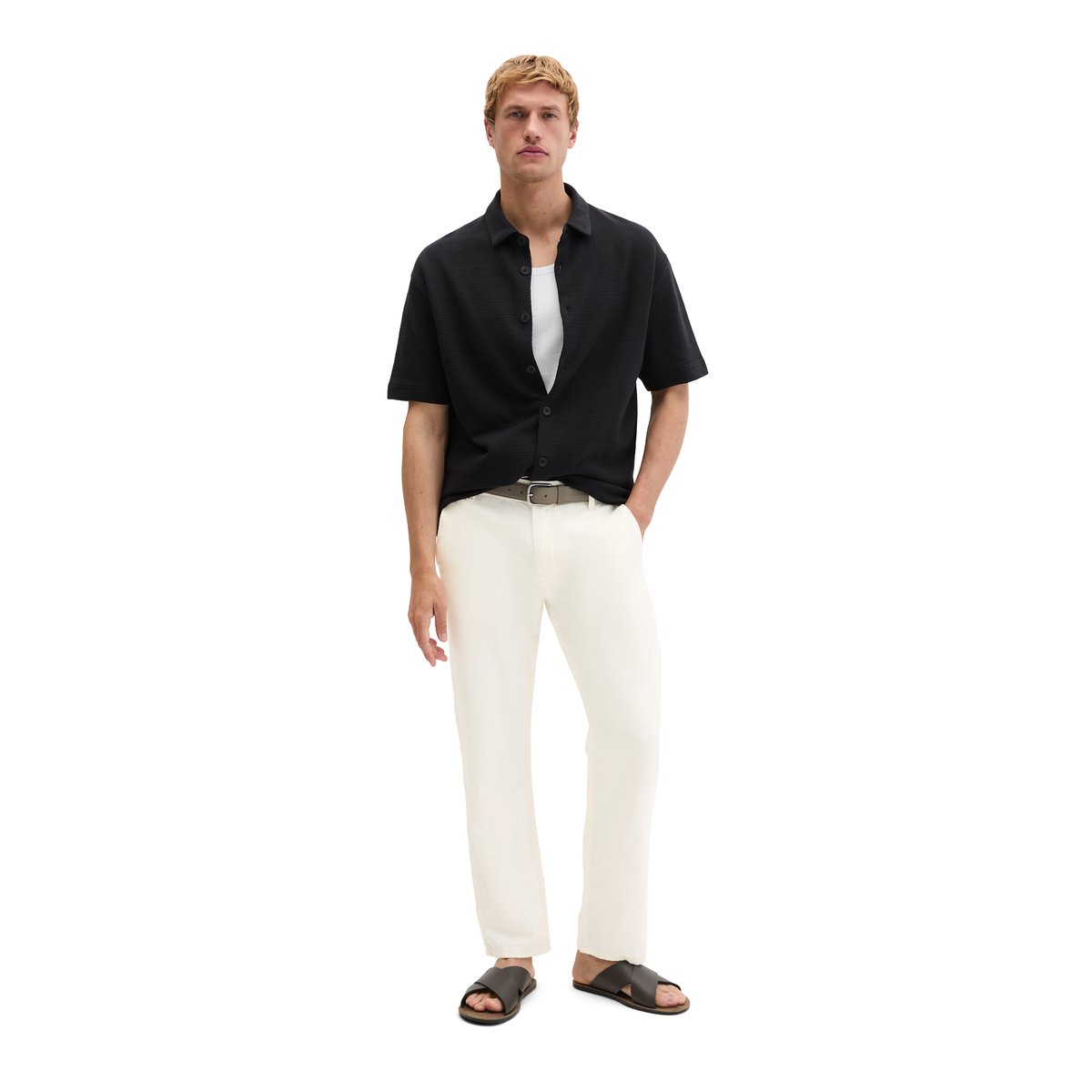 T-shirt en jersey loose avec une structure fine noir, MARC O'POLO