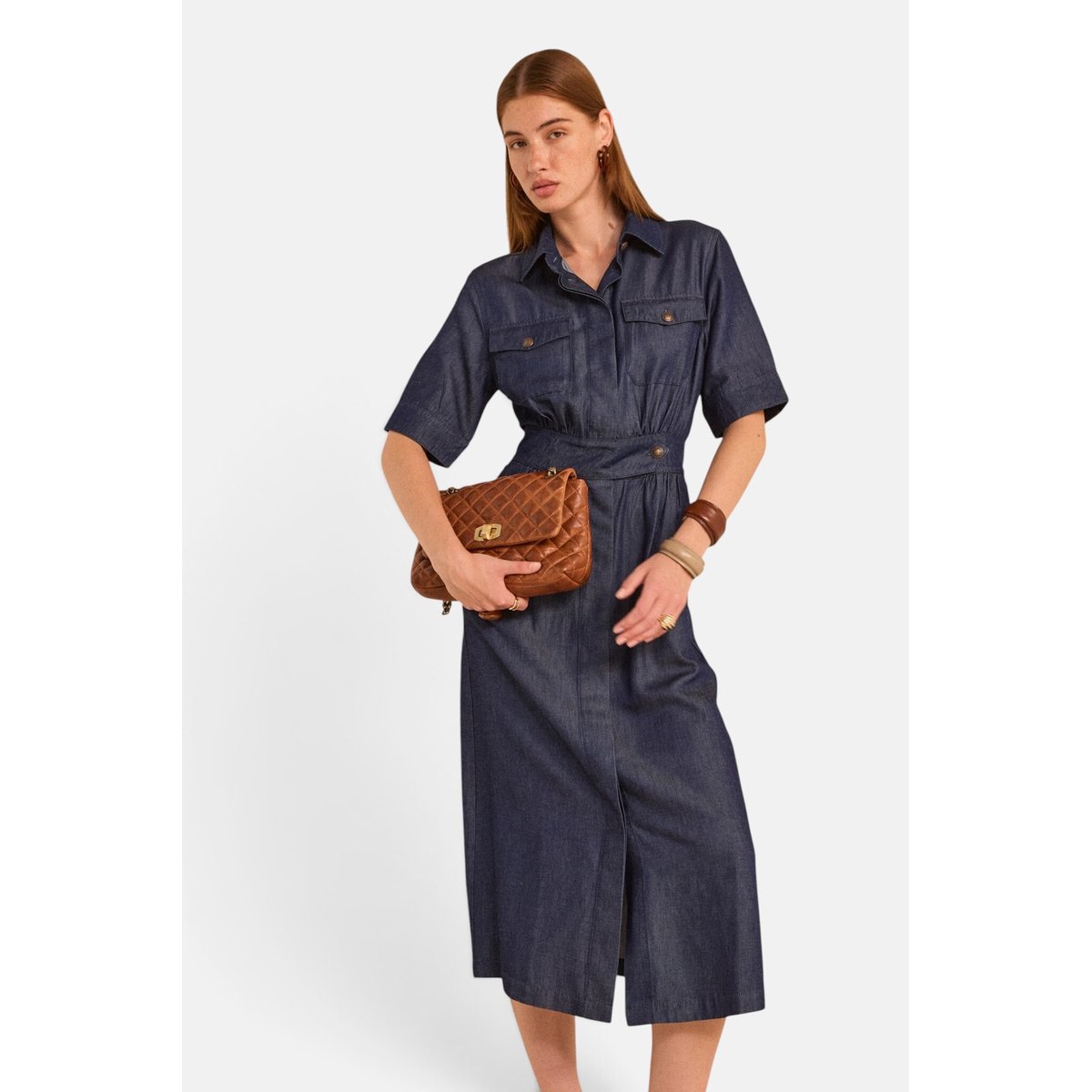Robe en denim droite PRALINE rinse, Maison 123